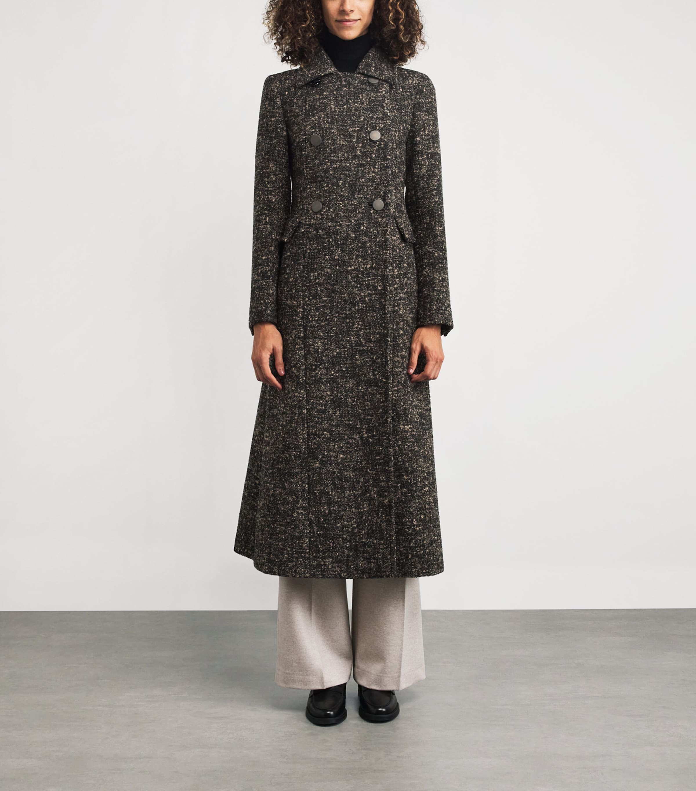 Virgin Wool-Blend Atelier Double-Breasted Coat BLACK Image 3