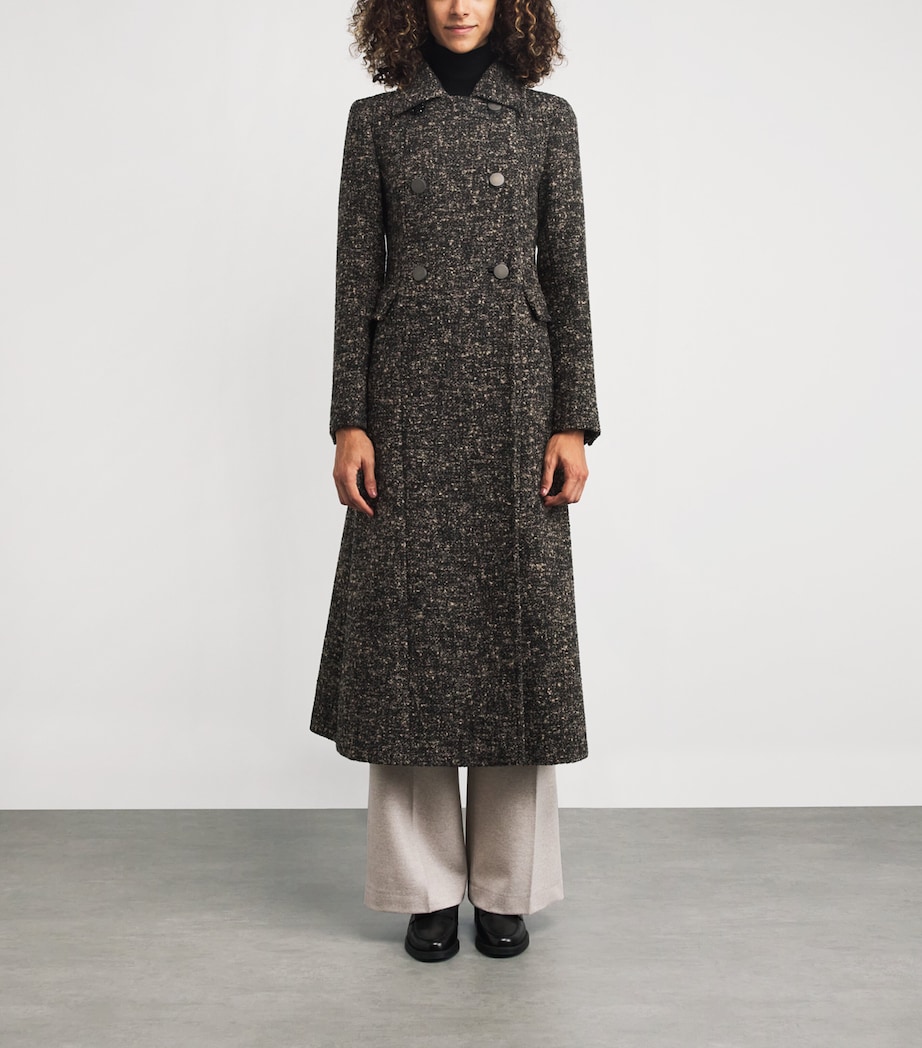 Virgin Wool-Blend Double-Breasted Coat BLACK Image 3