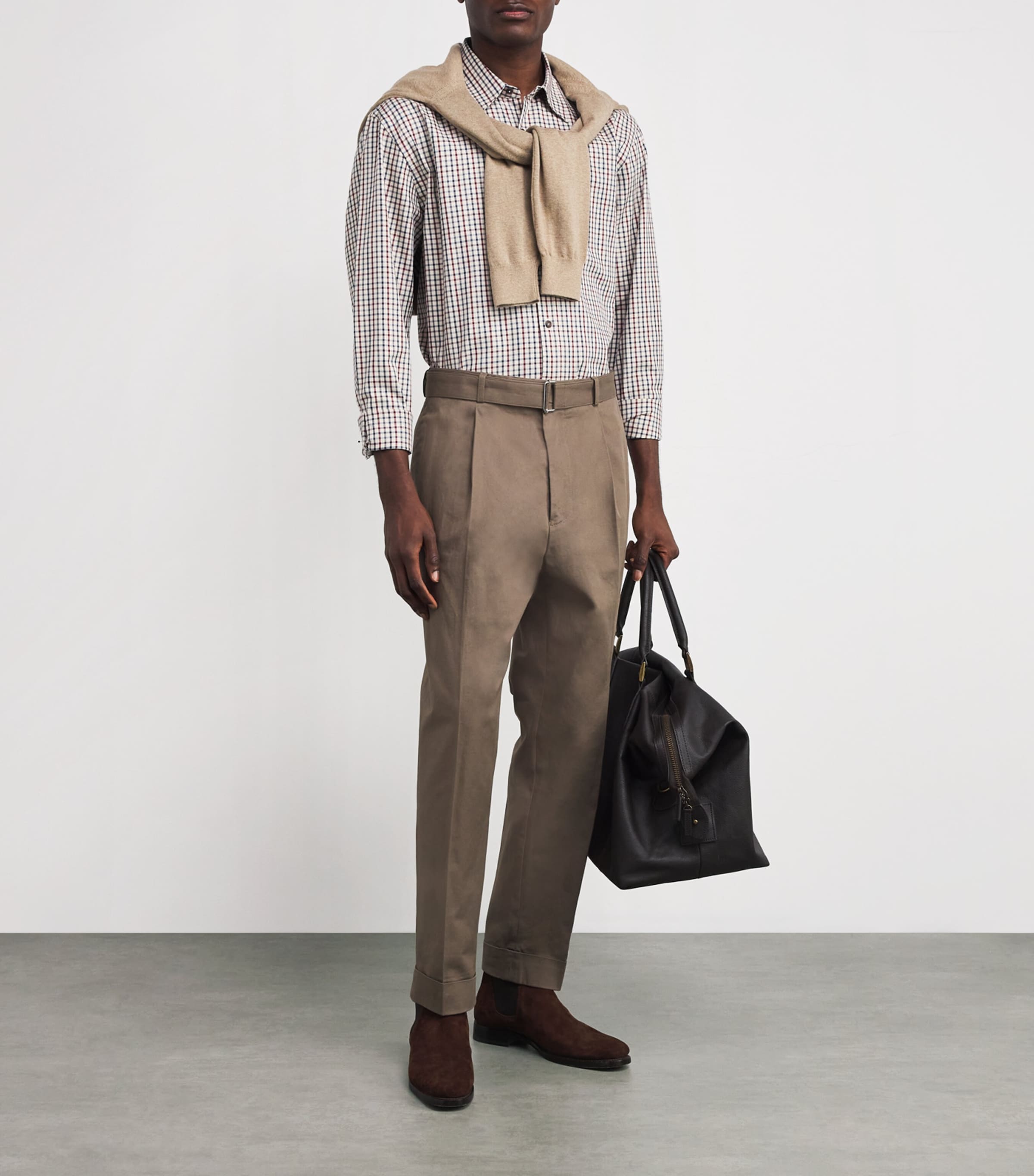 Cotton Check Tattersall Shirt FLAX Image 2