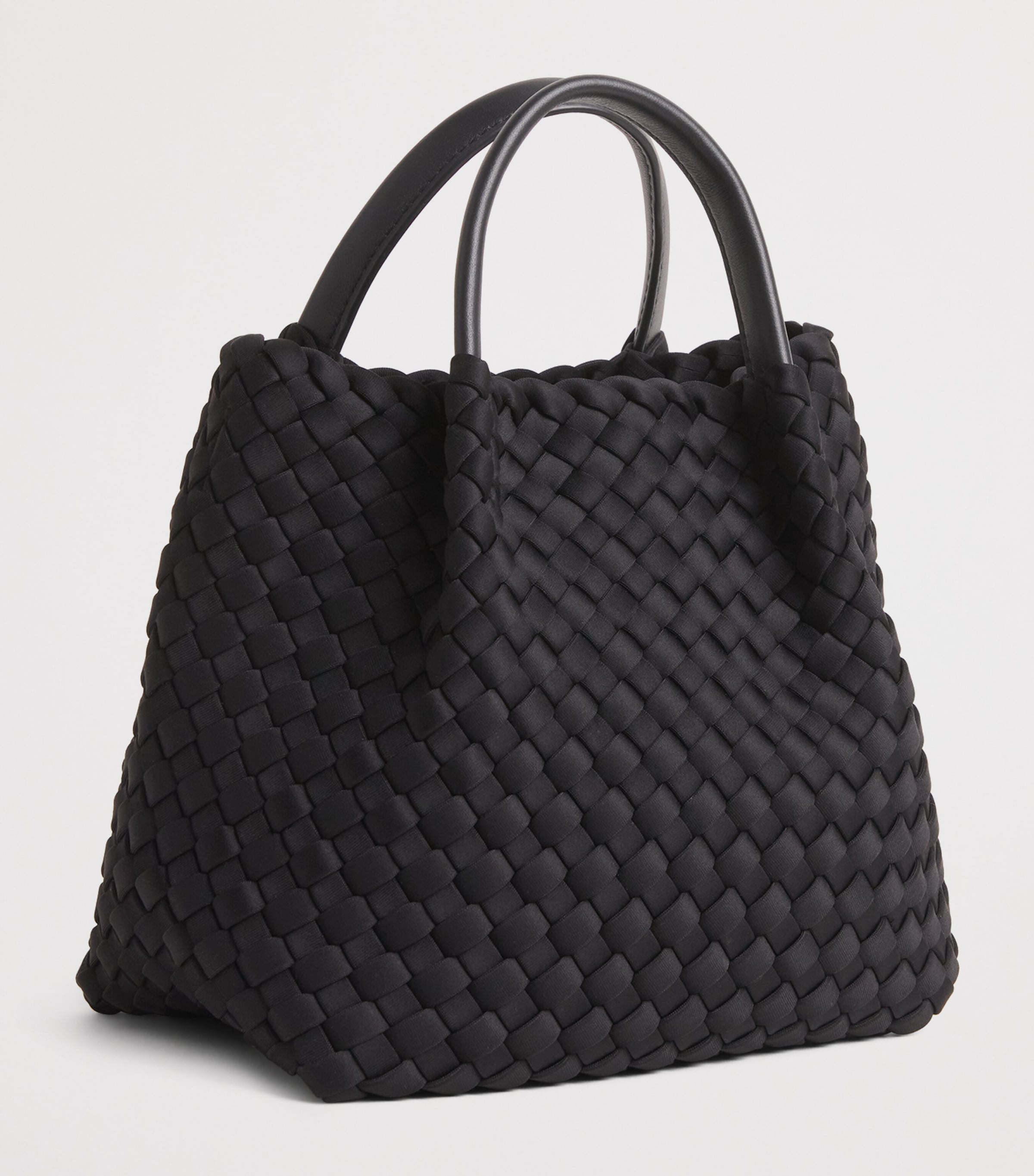 Harrods Mini Neoprene Woven Tote Bag Black Image 3