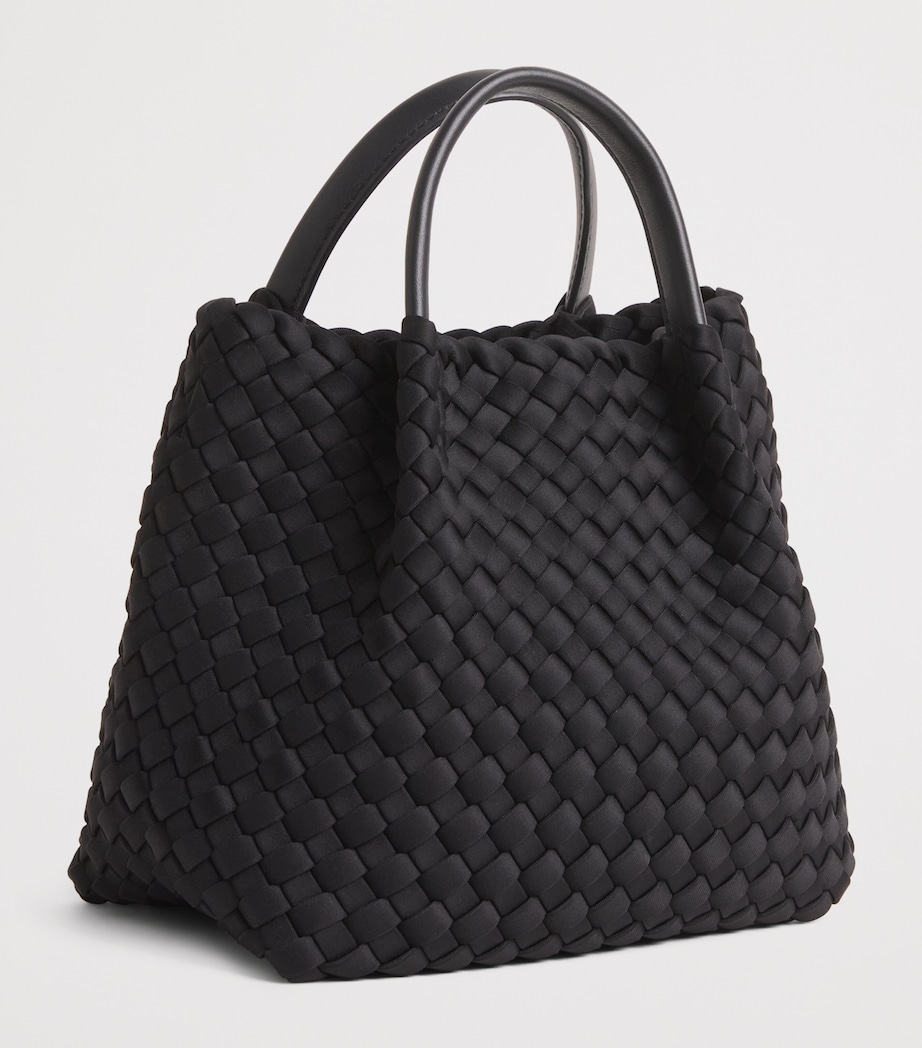 Harrods Mini Neoprene Woven Tote Bag Black Image 3
