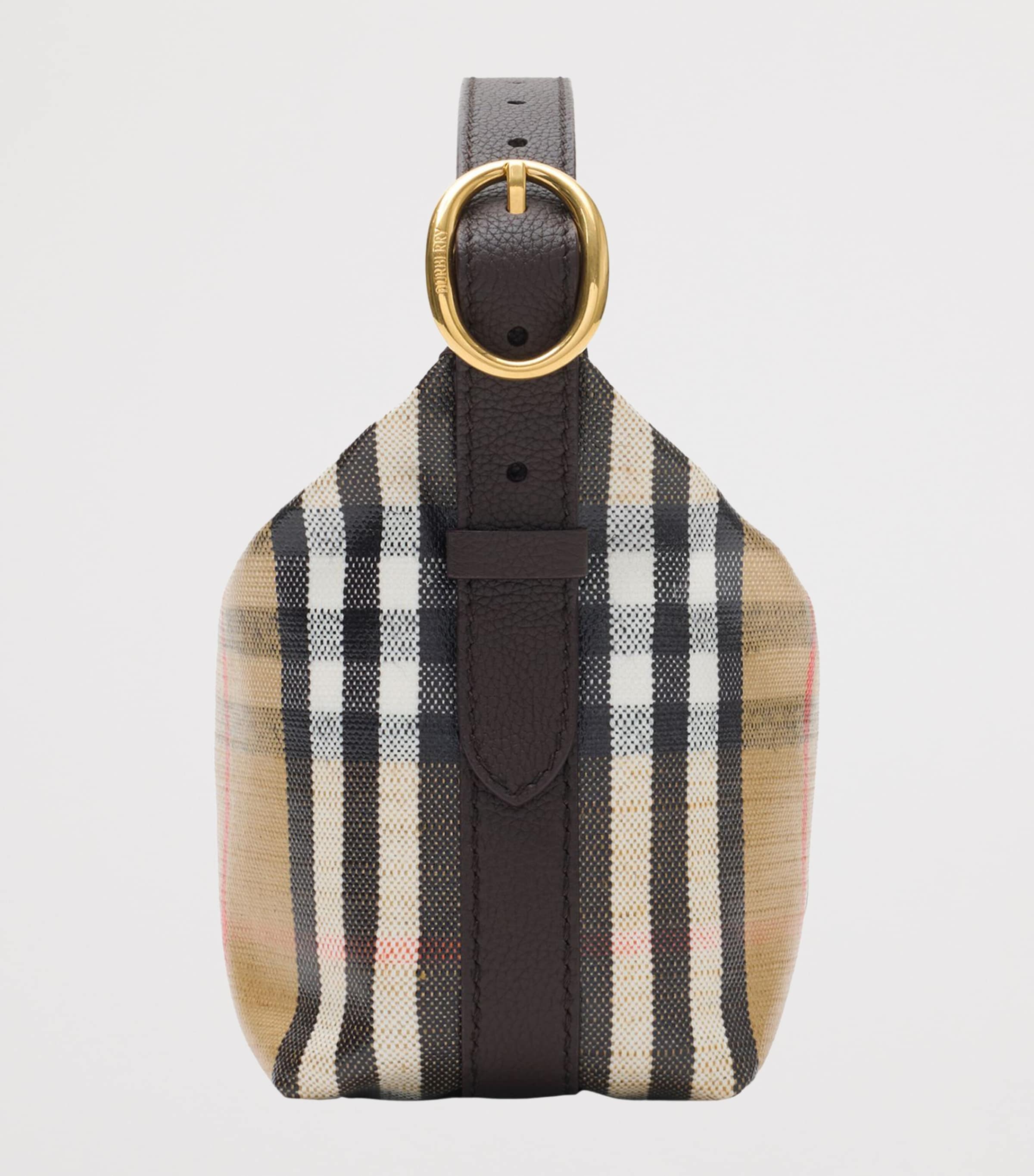 Leather Check Shoulder Bag SAND Image 4