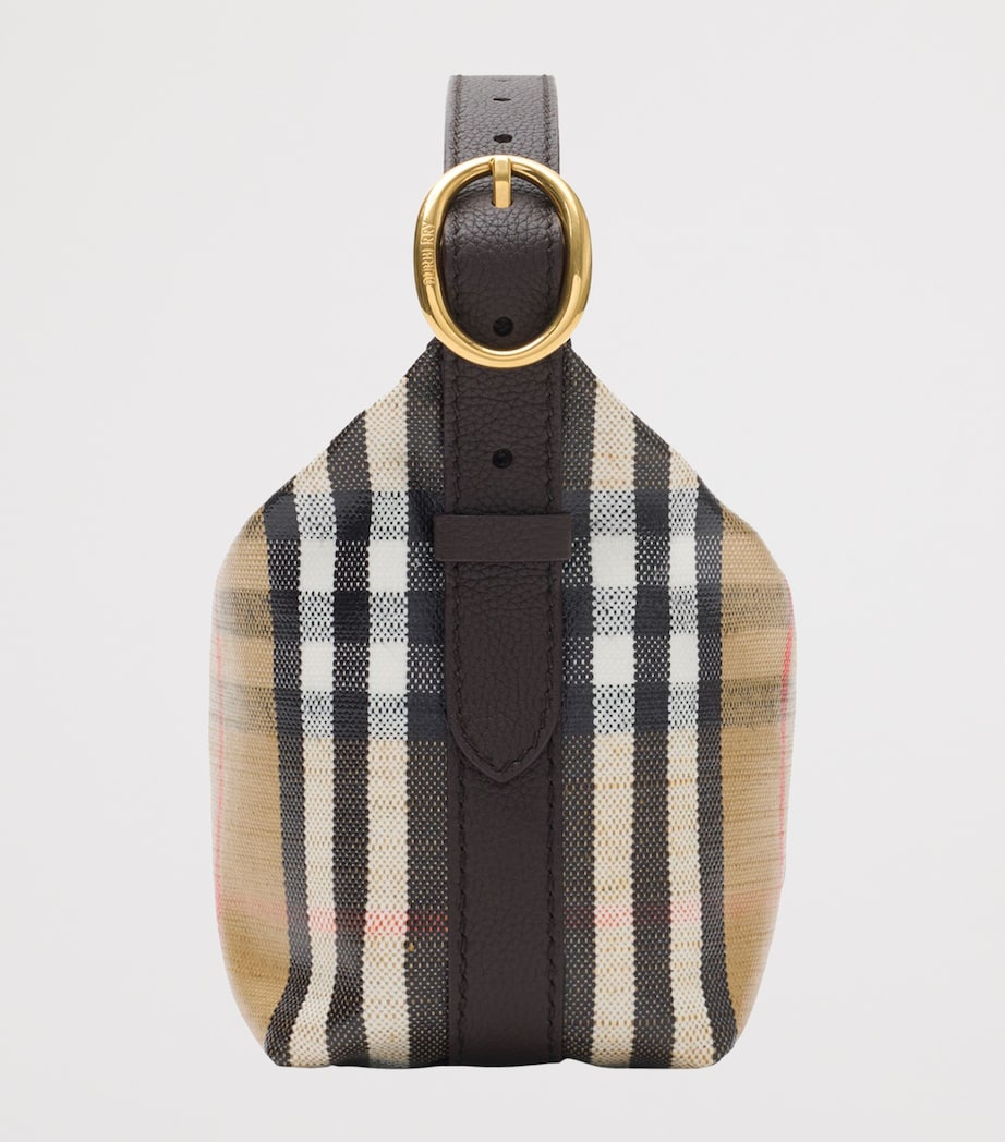Leather Check Shoulder Bag SAND Image 4
