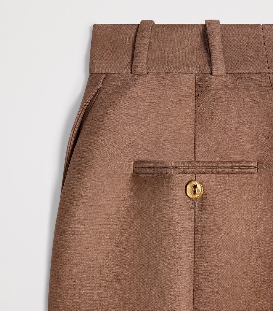 Schiaparelli Womens Wool-Silk Demi-Lune Trousers Dark Brown Image 6