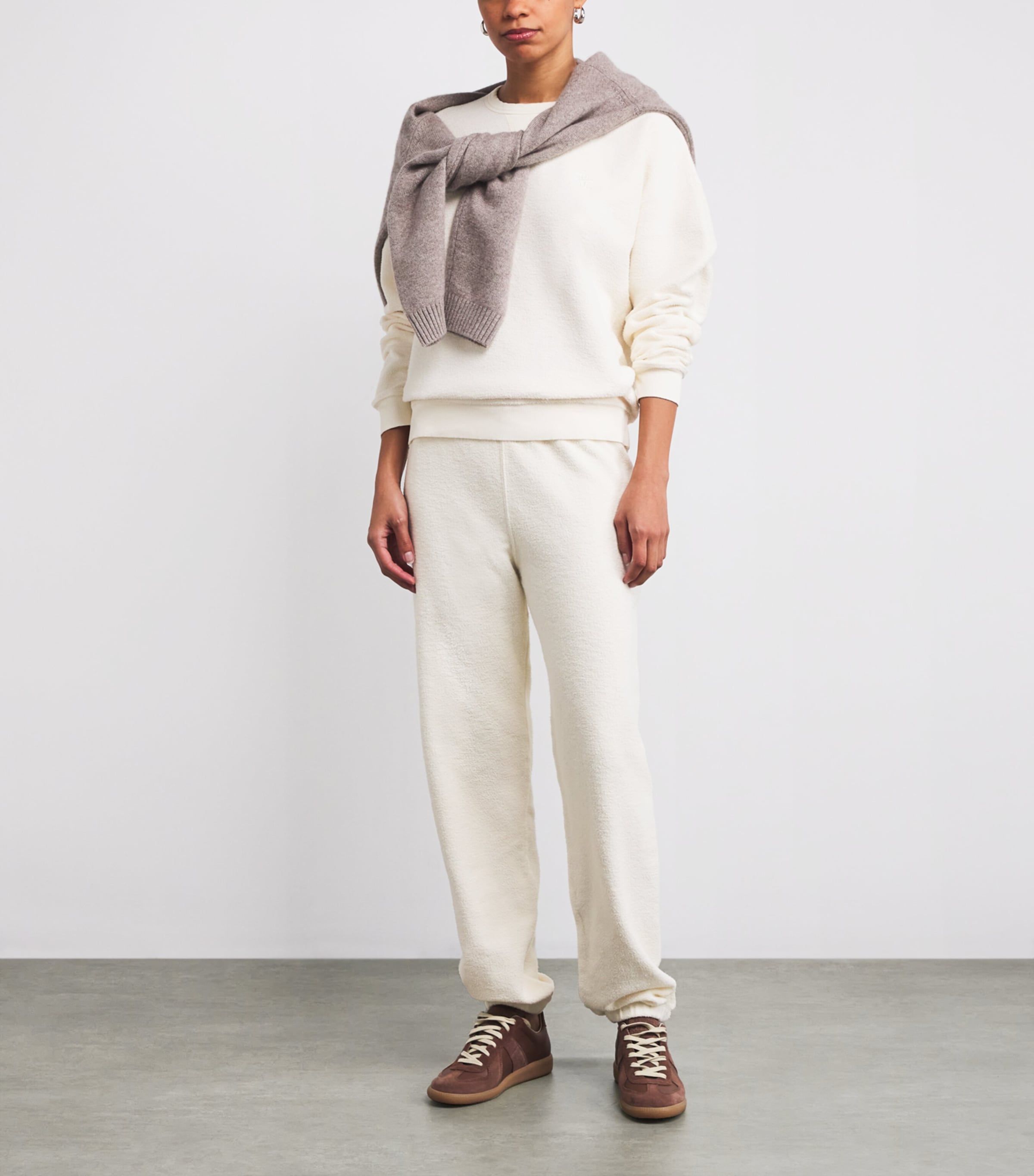 ÉTERNE Womens Cotton French Terry Sweatshirt Cream Crm Image 2