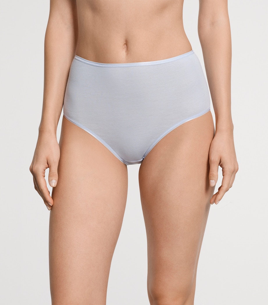 Hanro Womens Cotton Seamless Maxi Briefs Blue Dove Image 2