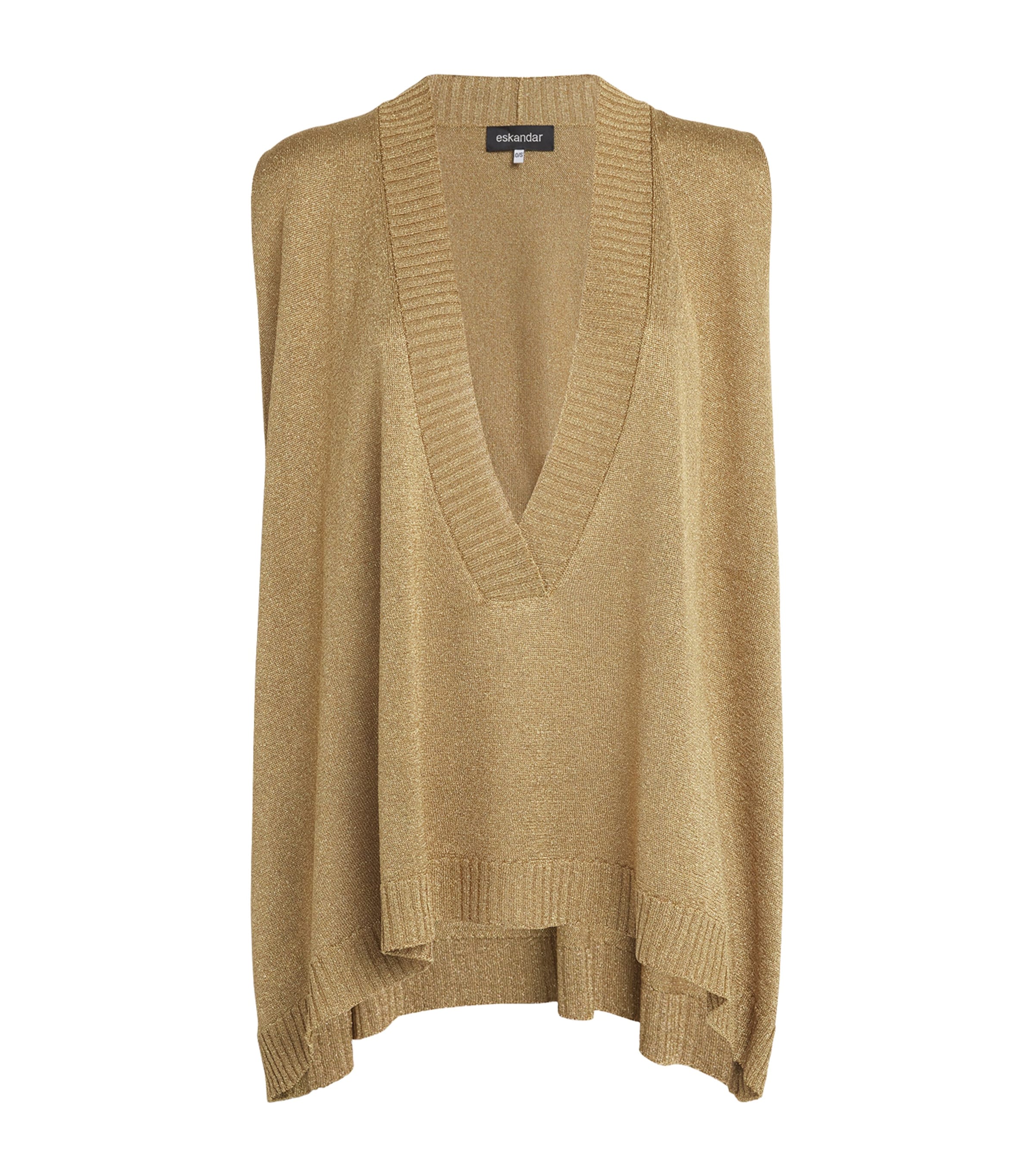 Shop Eskandar Metallicized Deep V-neck Sweater Vest In Gold
