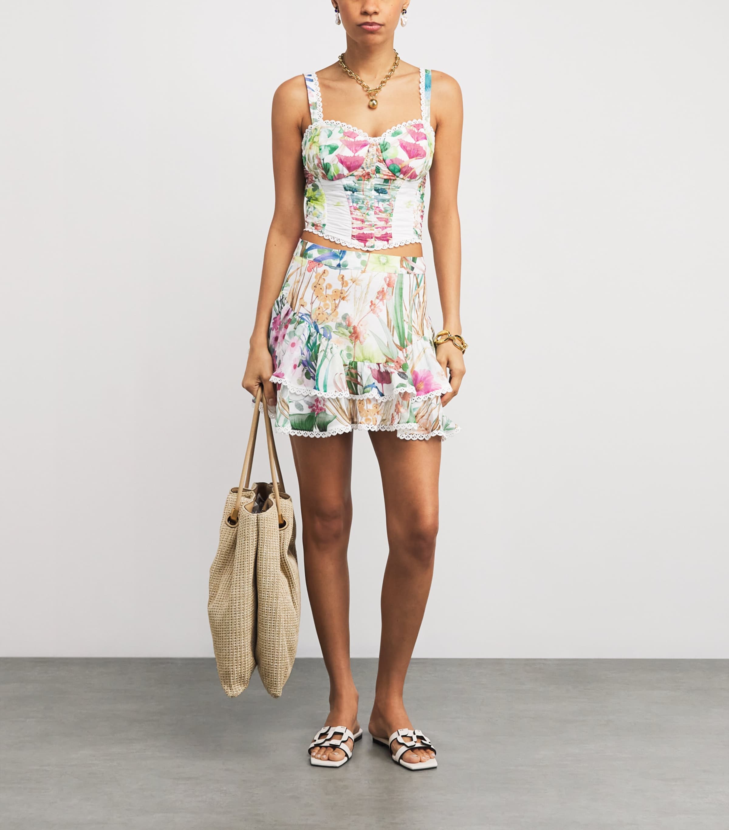 Cotton-Blend Mist Mini Skirt WHITE LAGOON Image 2