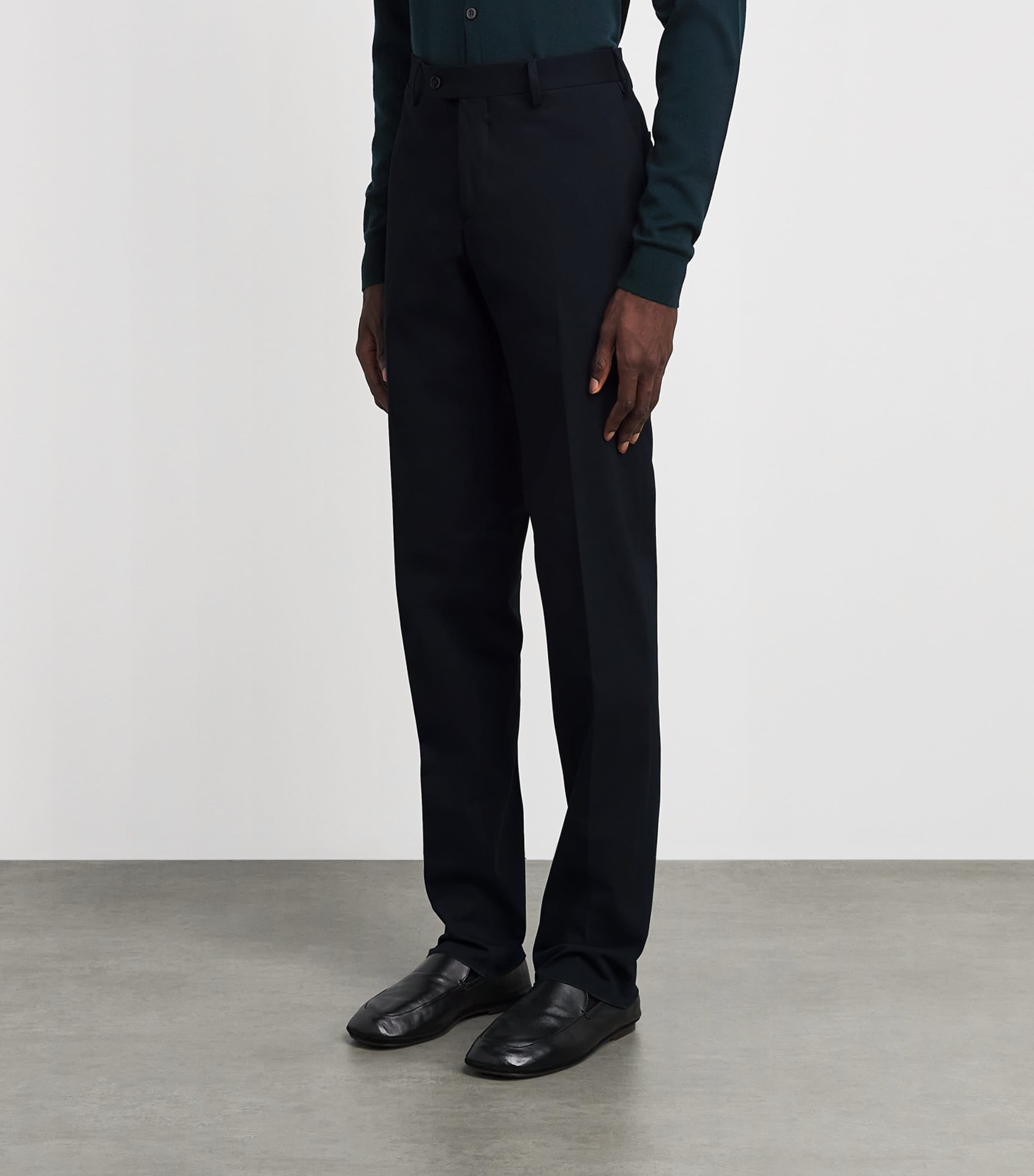 Lardini Mens Stretch-Cotton Tailored Trousers Navy Image 4