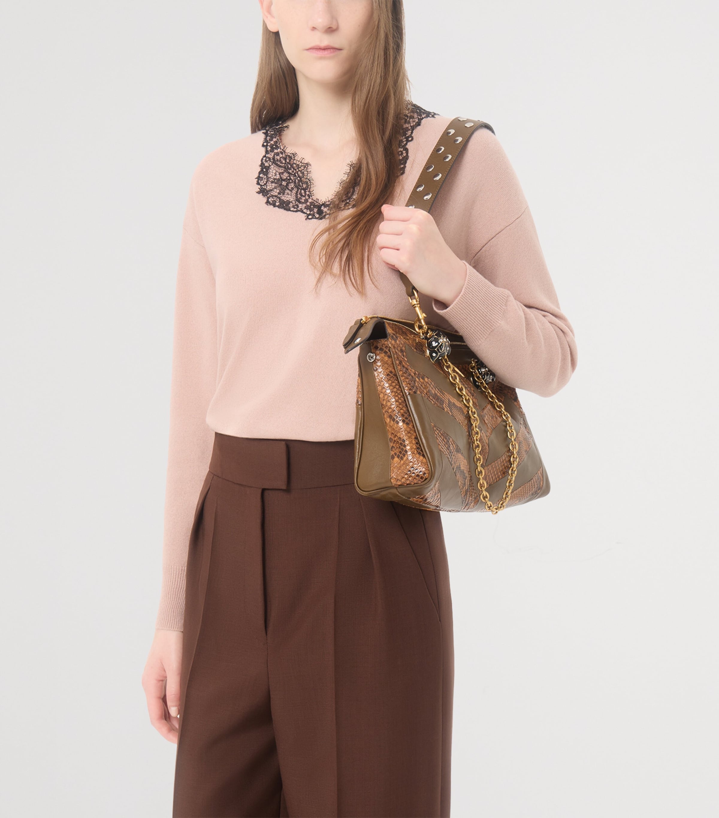 Valentino Womens Cashmere Lace-Trim Sweater Image 6