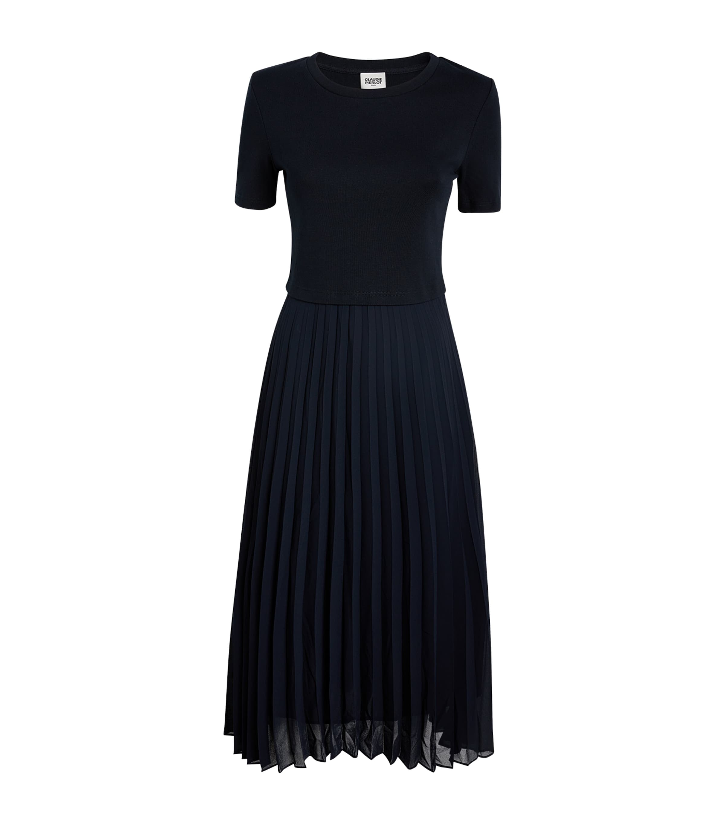 Claudie Pierlot Pleated Midi Dress In Blue