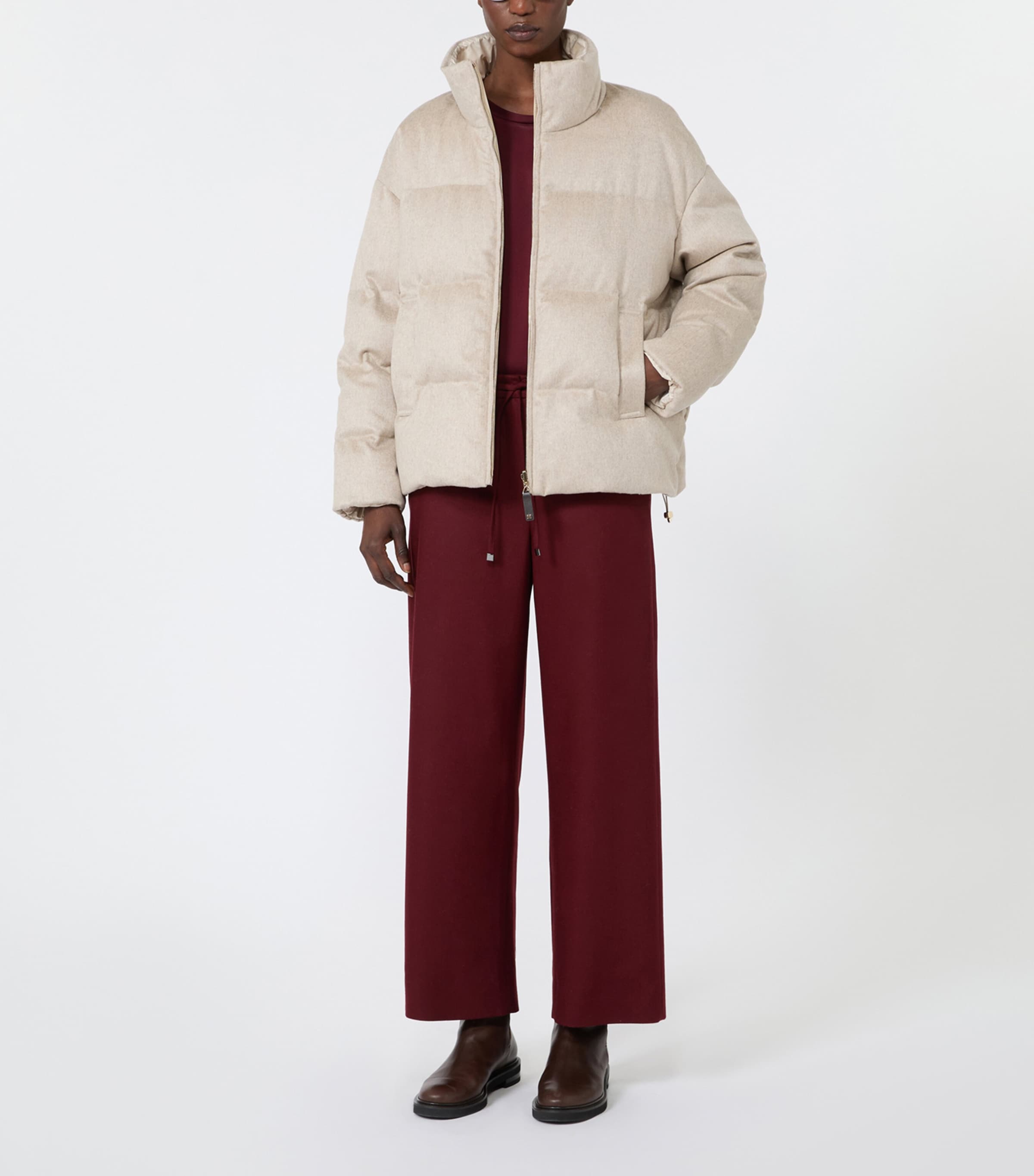 Max Mara Womens Cashmere Puffer Coat Albino Image 2