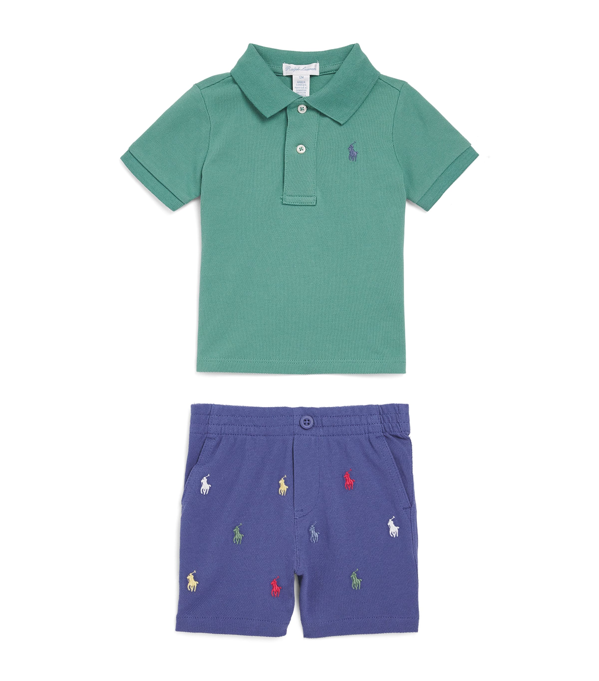 Cotton Polo Shirt and Shorts Set (3-12 Months) FAIRWAY GREEN Image 1