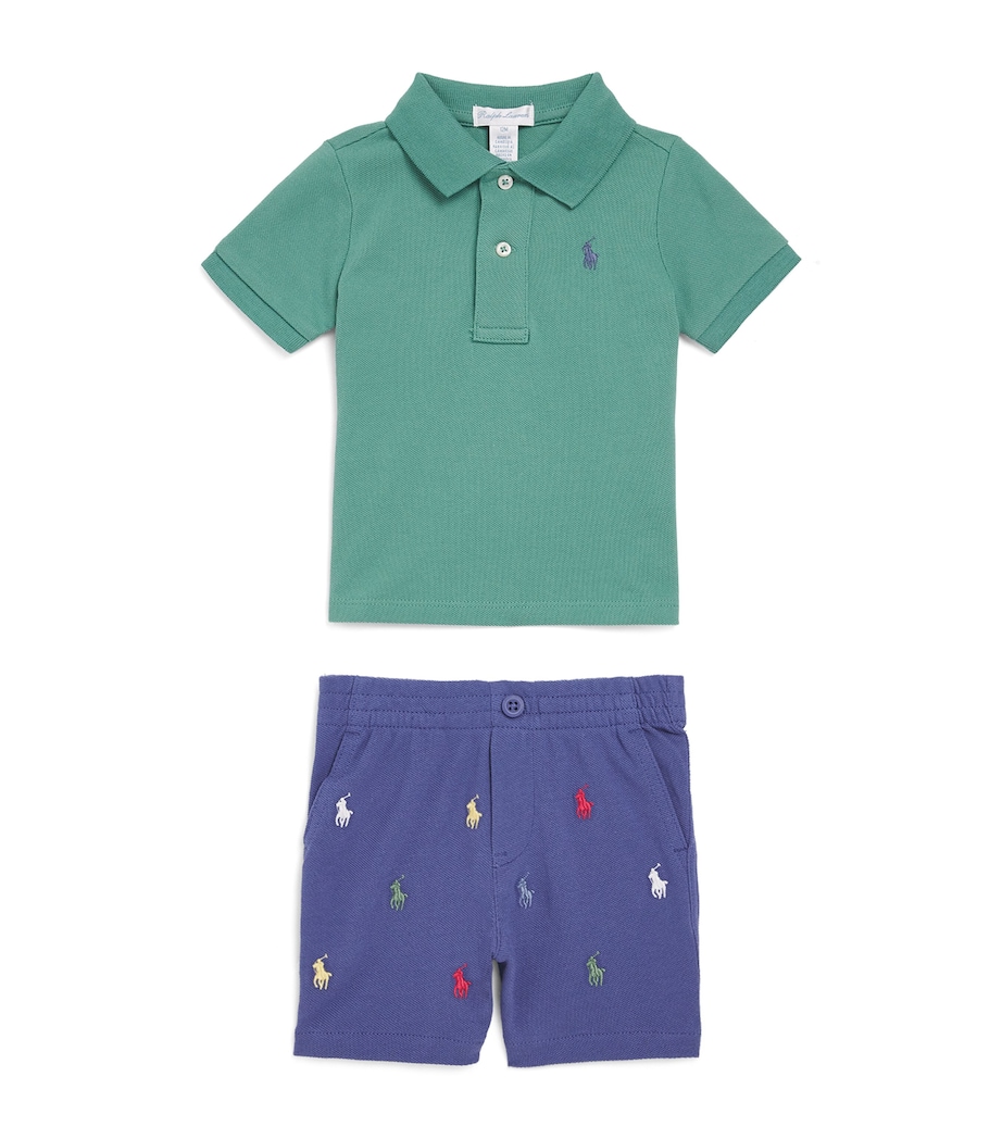 Cotton Polo Shirt and Shorts Set (3-12 Months) FAIRWAY GREEN Image 1