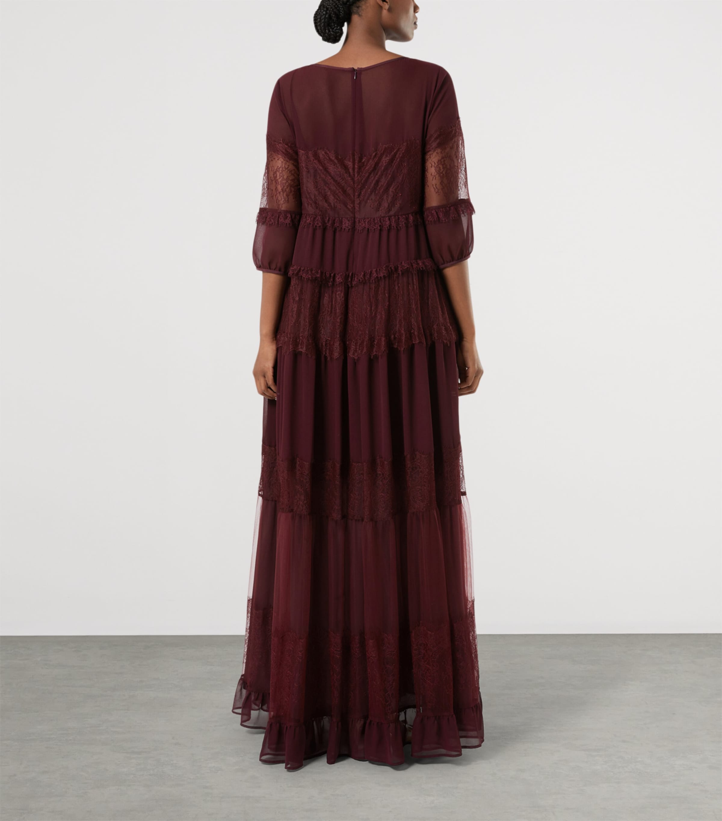 Marina Rinaldi Womens Lace-Detail Maxi Dress Red Purple Image 3