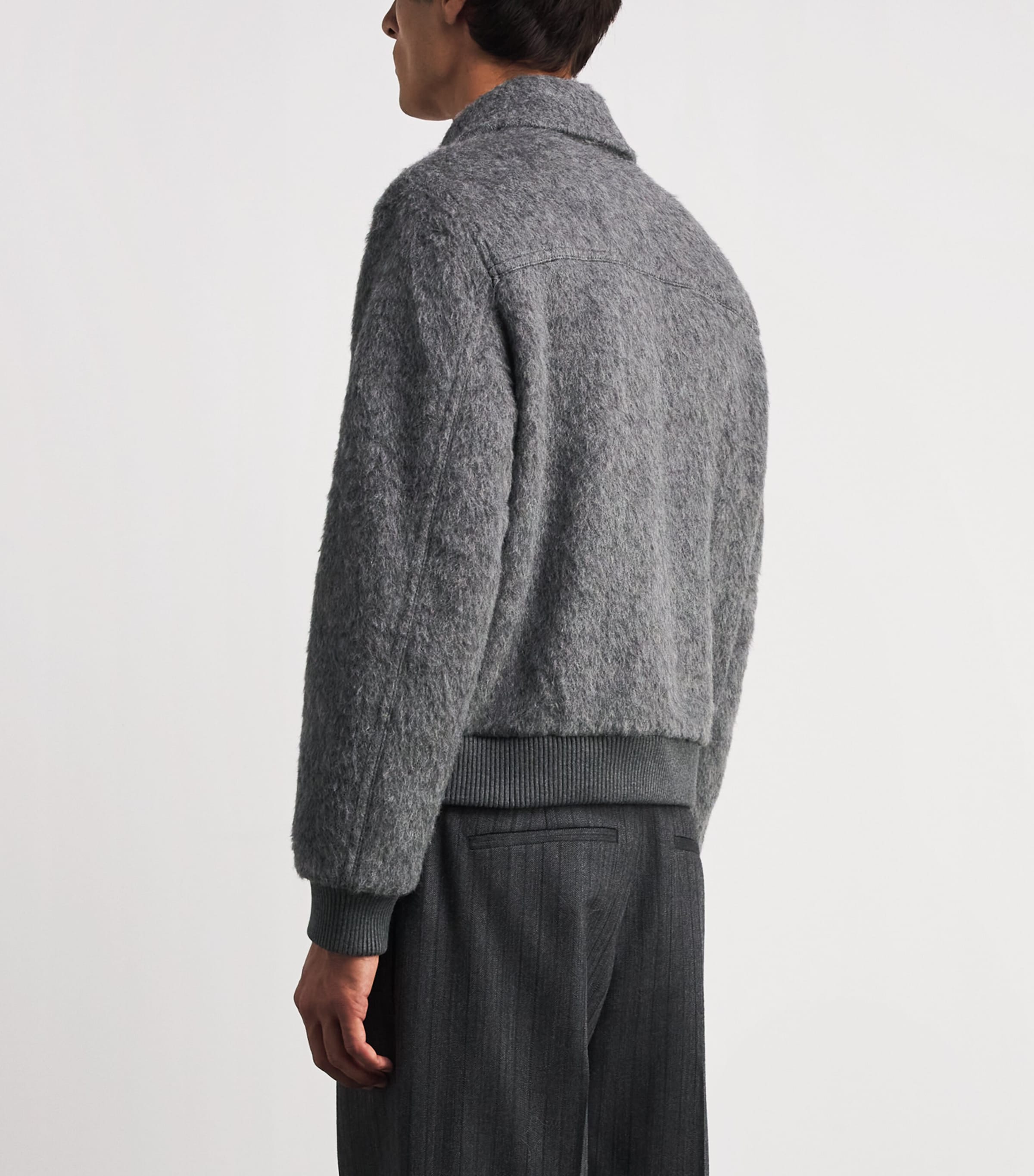 CHÉ Mens Wool-Blend Verbier Bomber Jacket Stone Grey Image 5