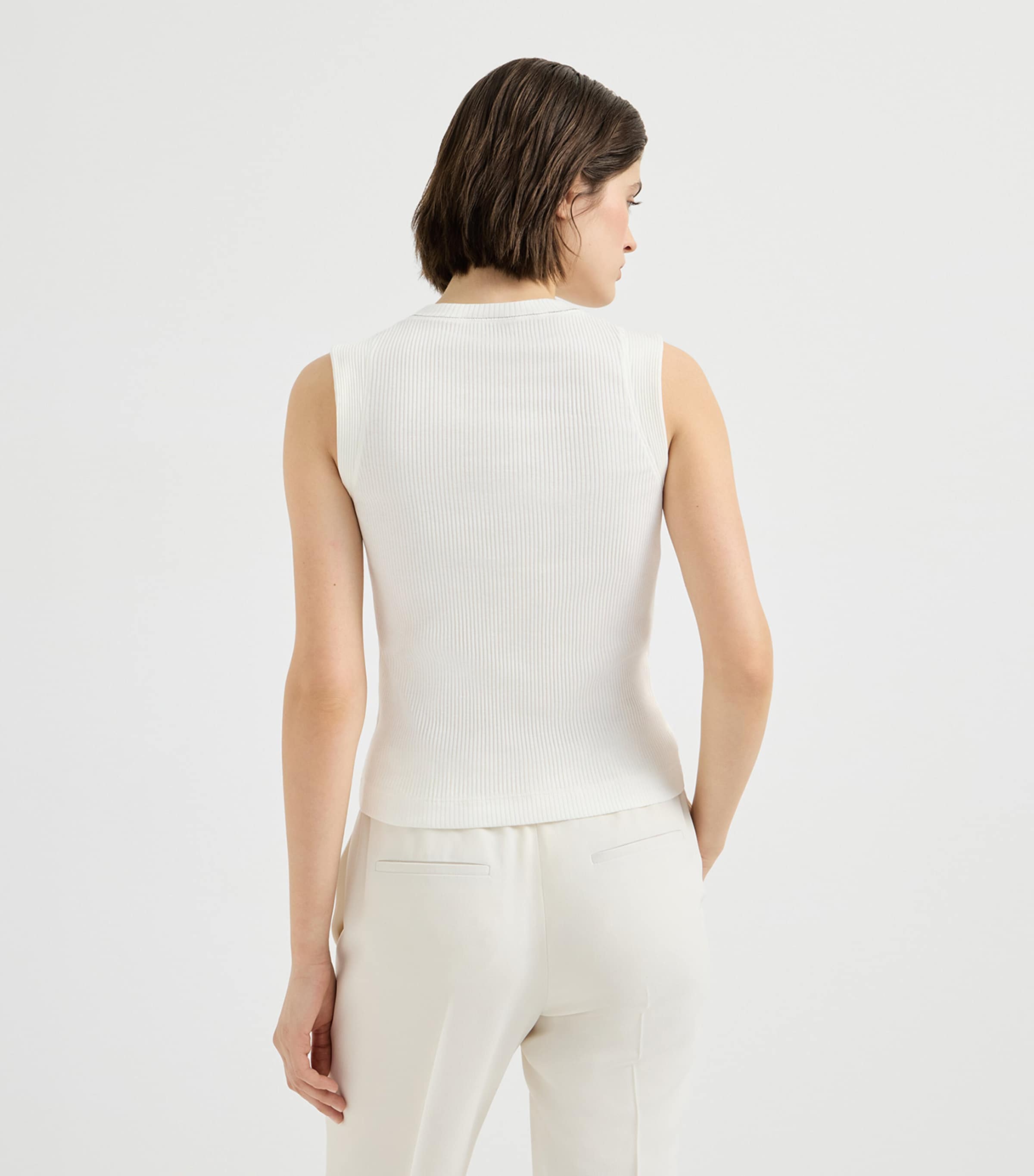 Brunello Cucinelli Womens Cotton Ribbed Tank Top Image 5
