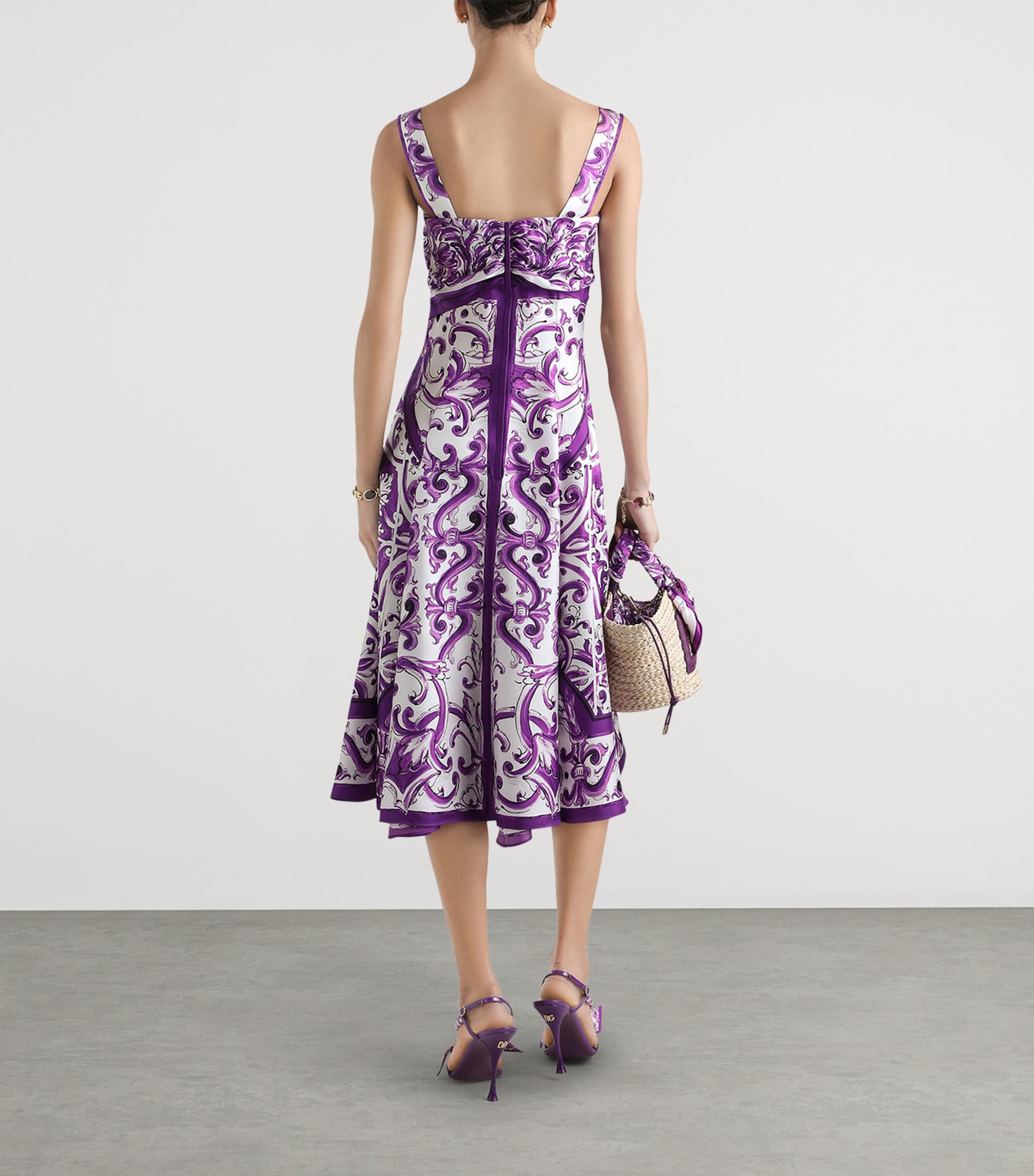 Silk Majolica Print Midi Dress HP5DQ-MIX MAIOLICA L Image 3