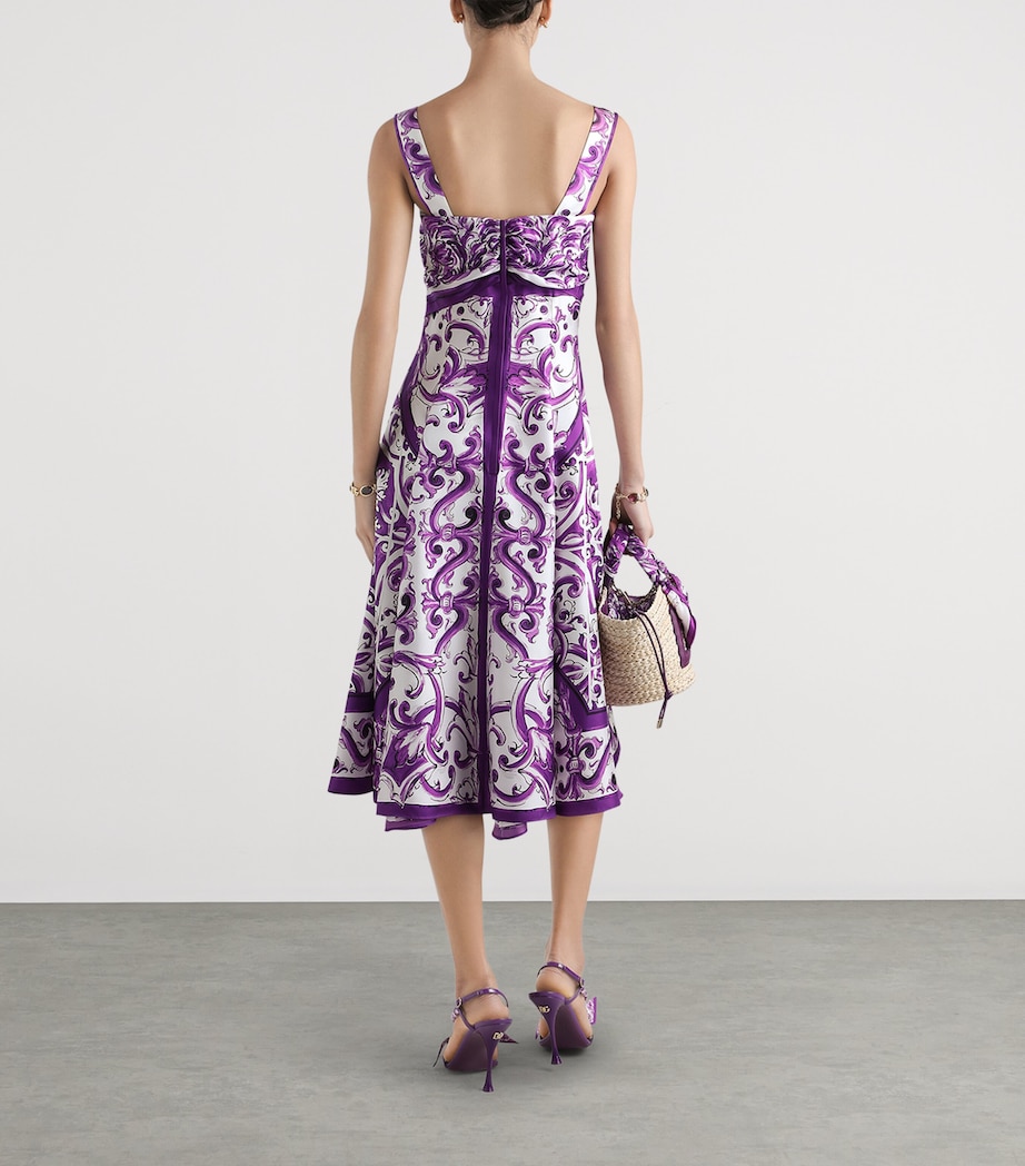 Silk Majolica Print Midi Dress HP5DQ-MIX MAIOLICA L Image 3