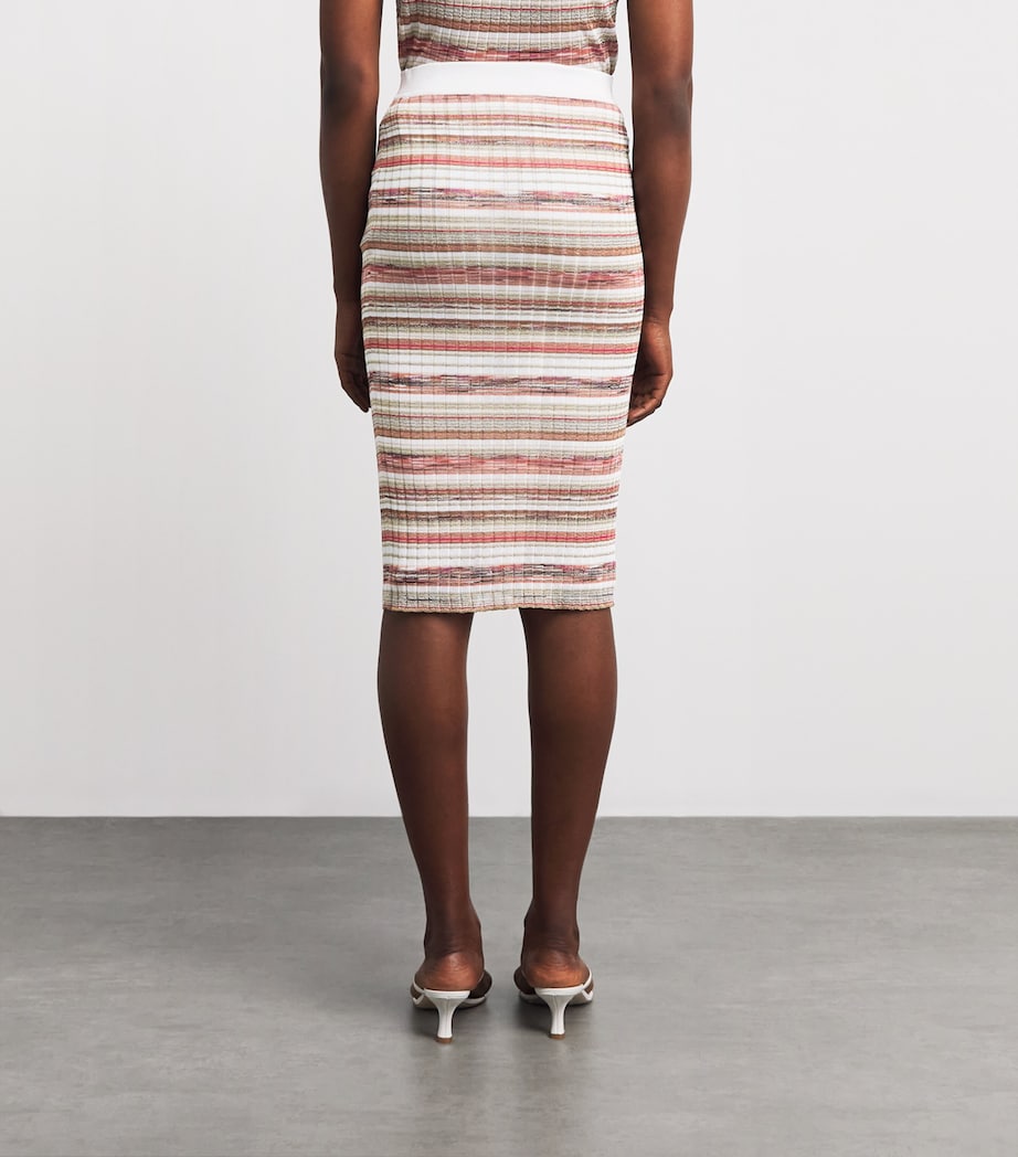 Missoni Womens Stripe Midi Skirt Pnk W Brn & Wt Image 5