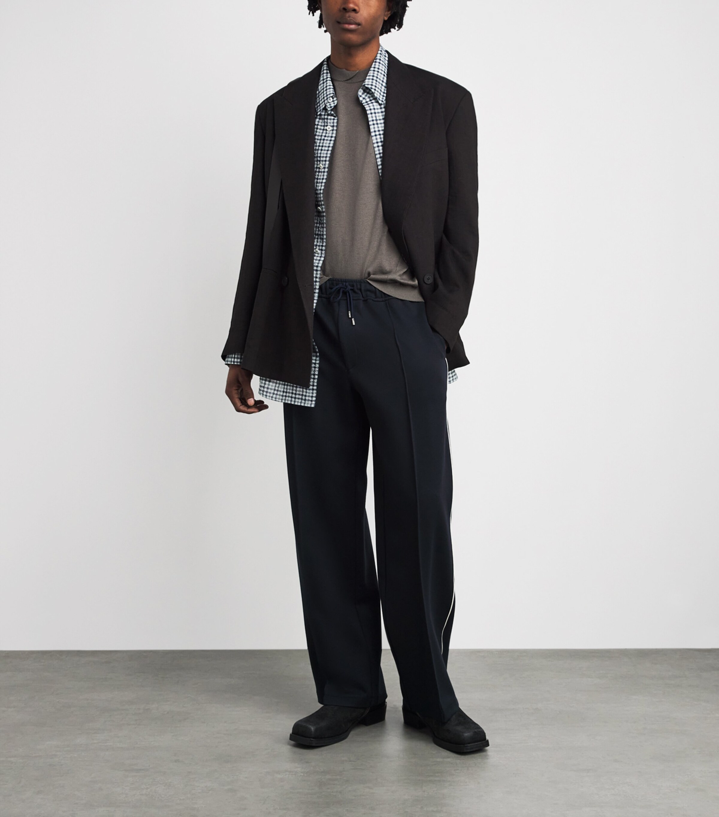 System Mens Knitted T-Shirt Taupe Grey Image 2