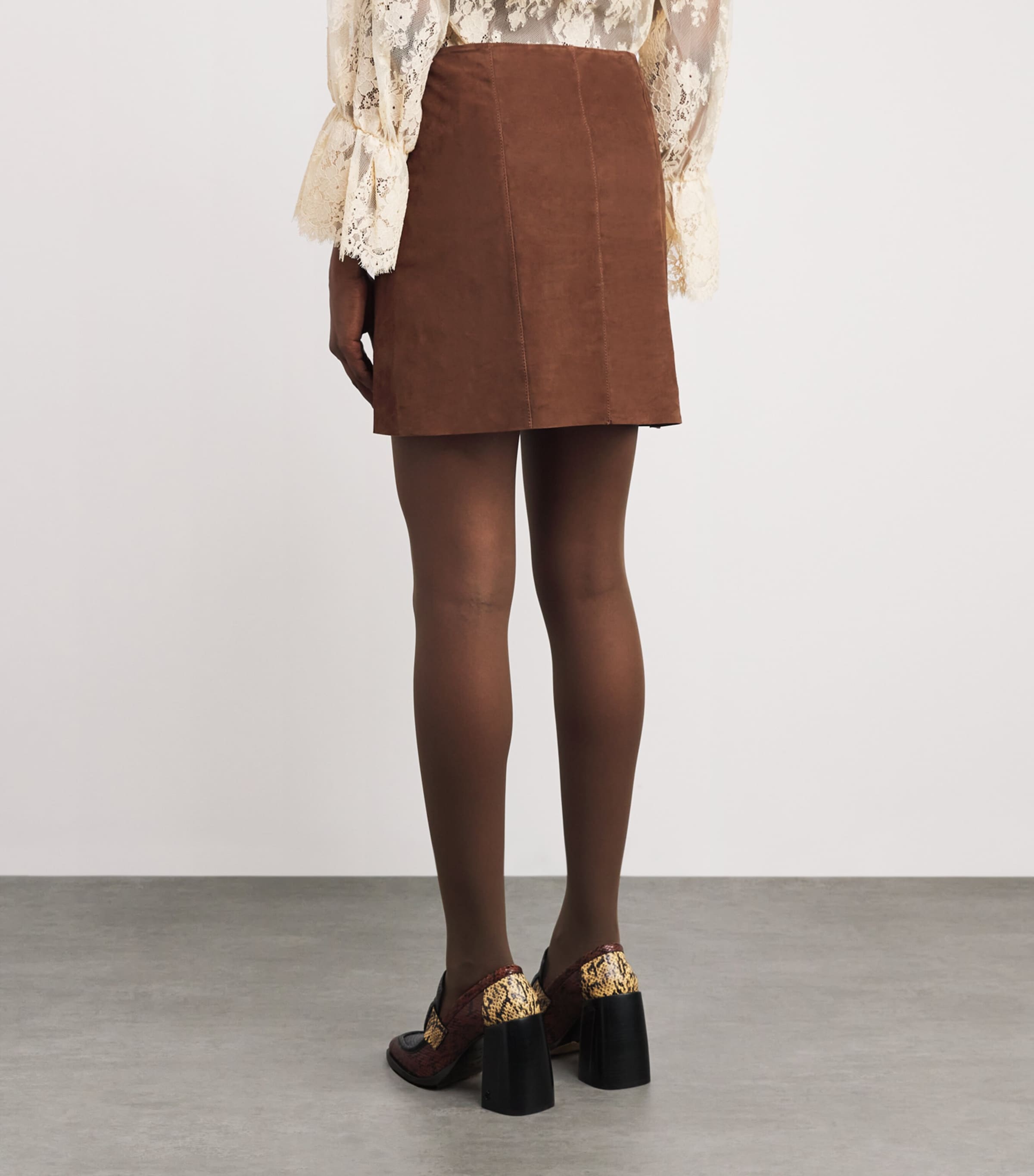 Suede Wiley Mini Skirt BROWN Image 4