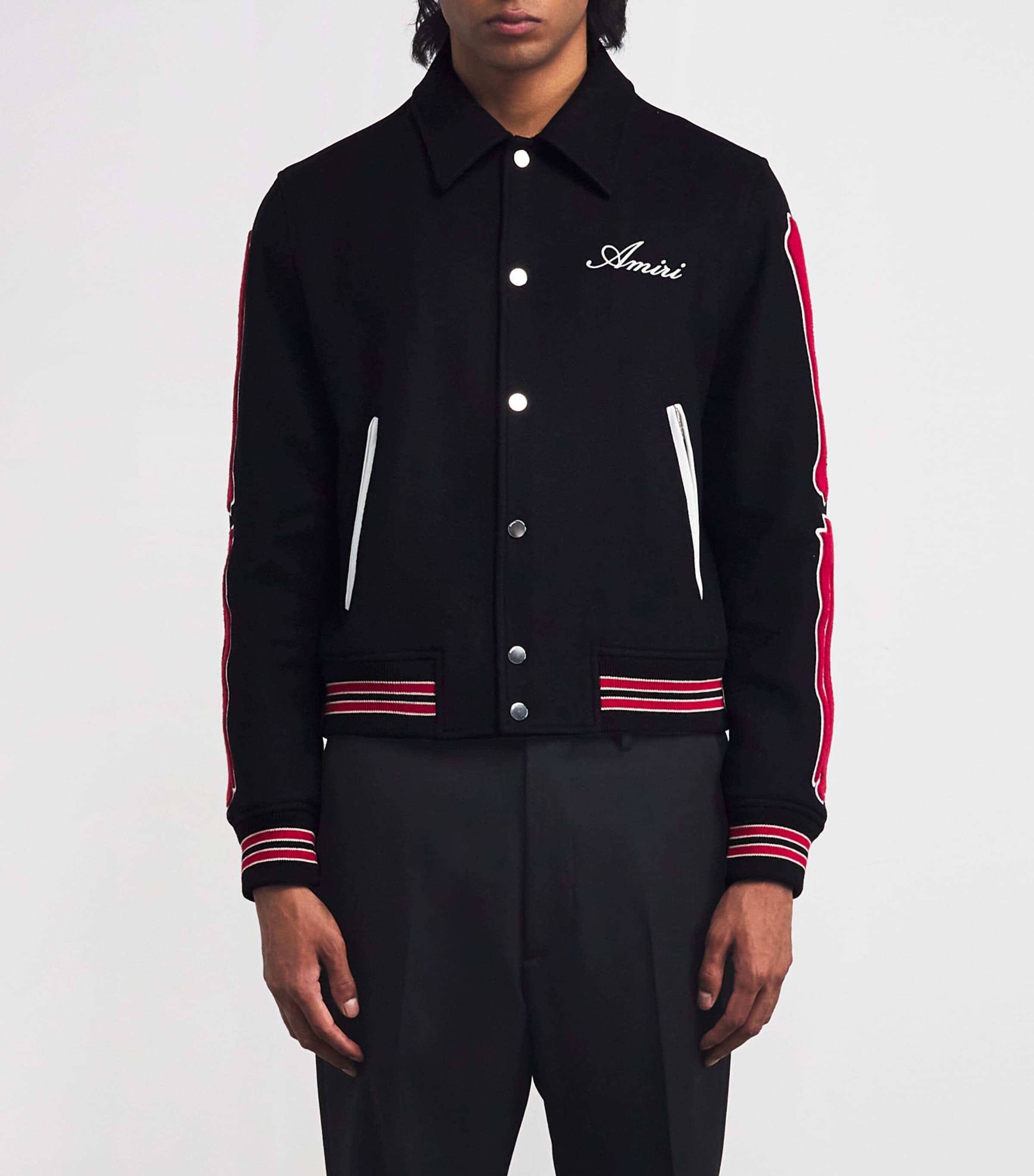 Wool-Blend Bones Varsity Jacket BLACK Image 3