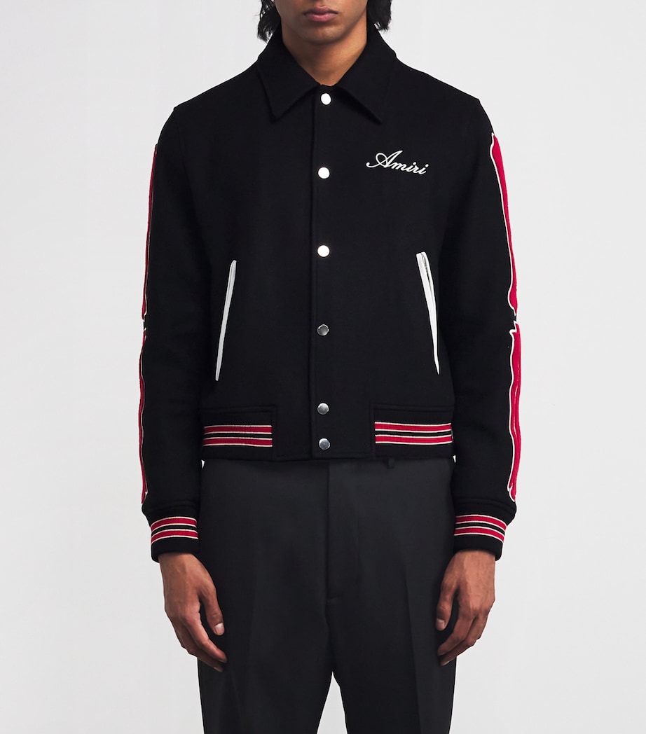Wool-Blend Bones Varsity Jacket BLACK Image 3