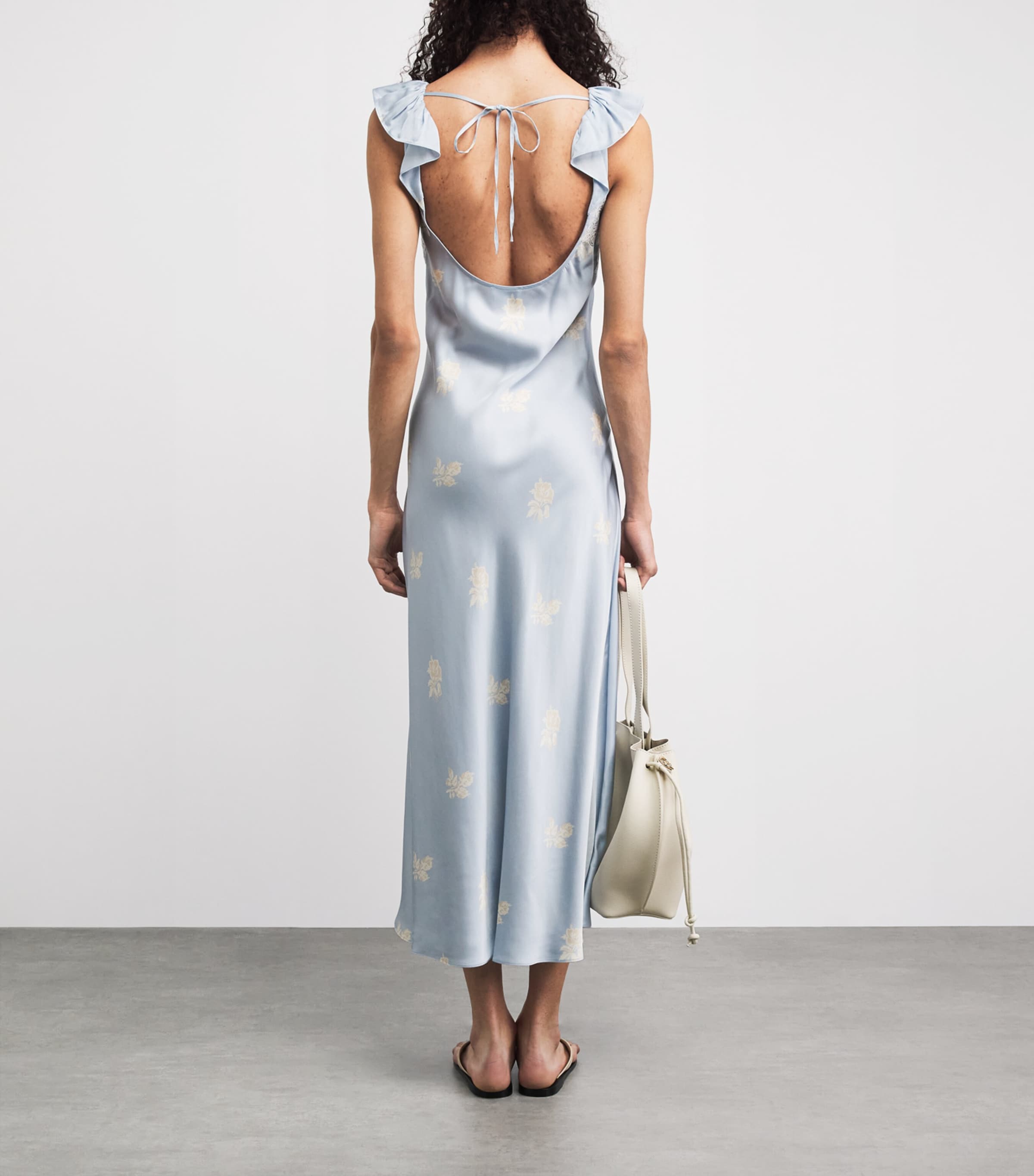 Claudie Pierlot Womens Satin Floral Print Maxi Dress Light Print Image 4