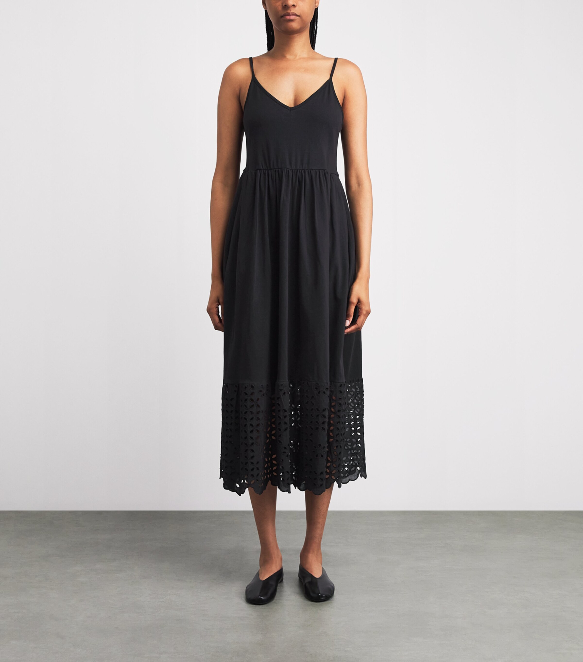 ME+EM Womens Broderie Anglaise 2-in-1 Maxi Dress Black Image 6