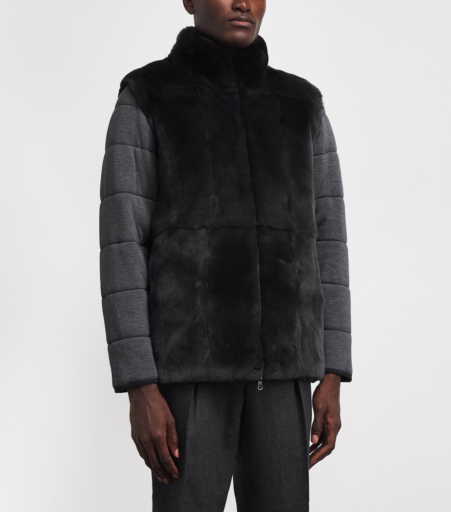 N.Peal Mens Cashmere Fur-Lined Jacket Charcoaldark Grey Image 6
