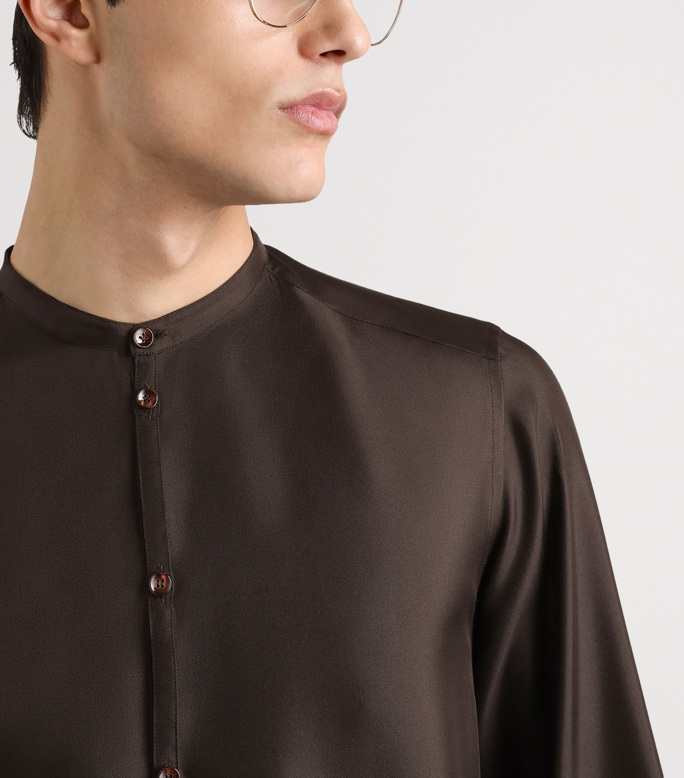 Dolce&Gabbana Mens Silk Shirt Brown Grey Image 2
