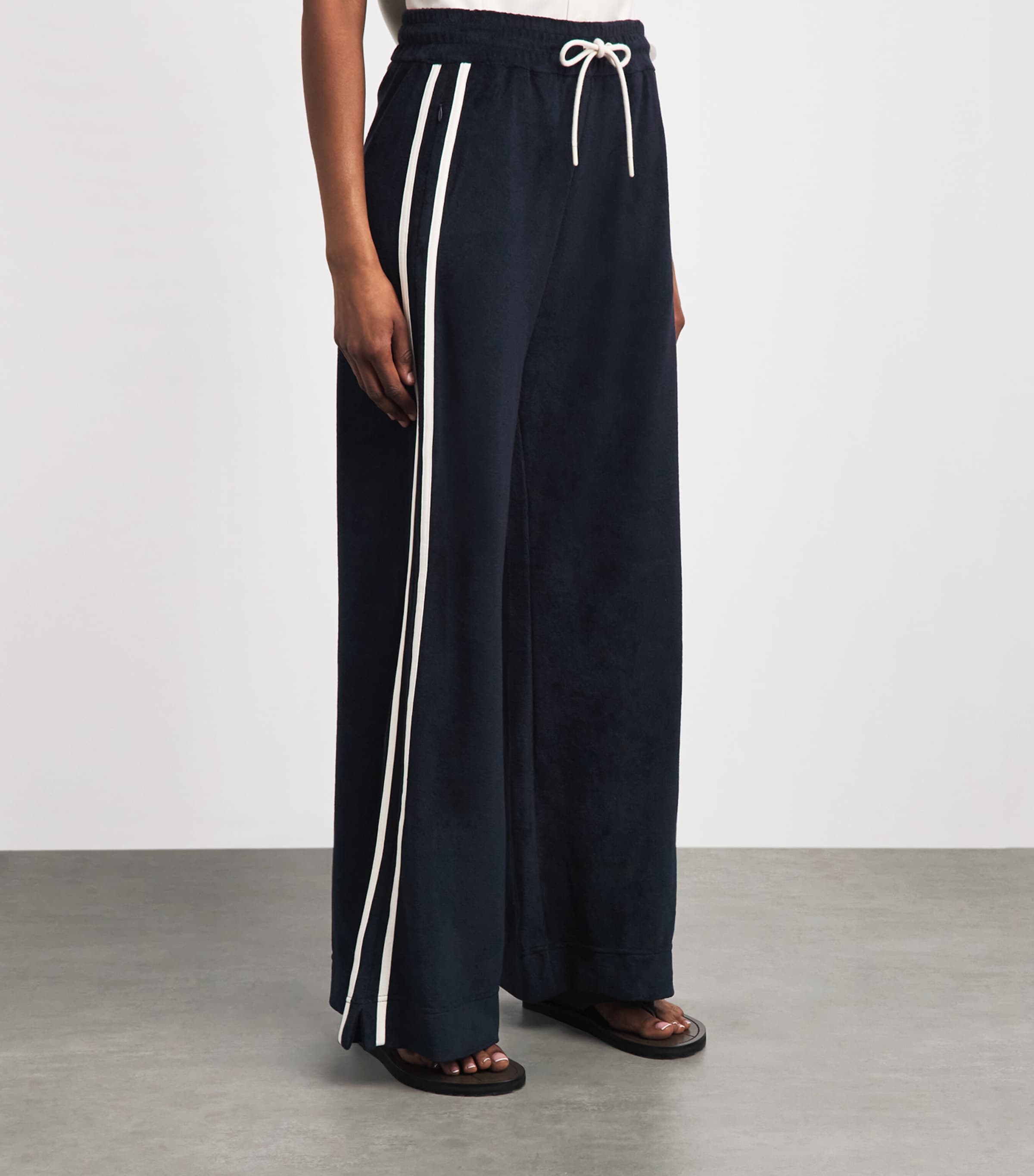 ME+EM Womens Towelling Stripe Sweatpants Navy/cream Image 4