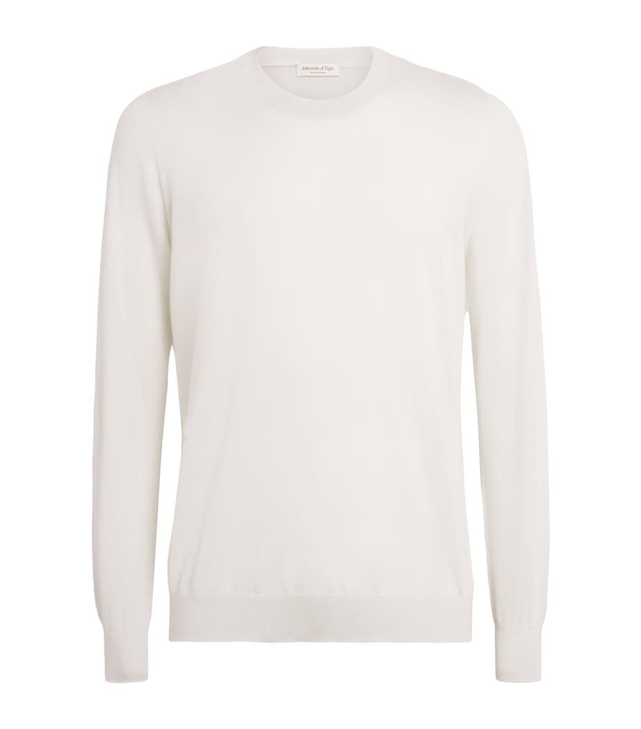 Superfine Cashmere Crew-Neck Sweater HA0327 ZINC WHITE Image 1