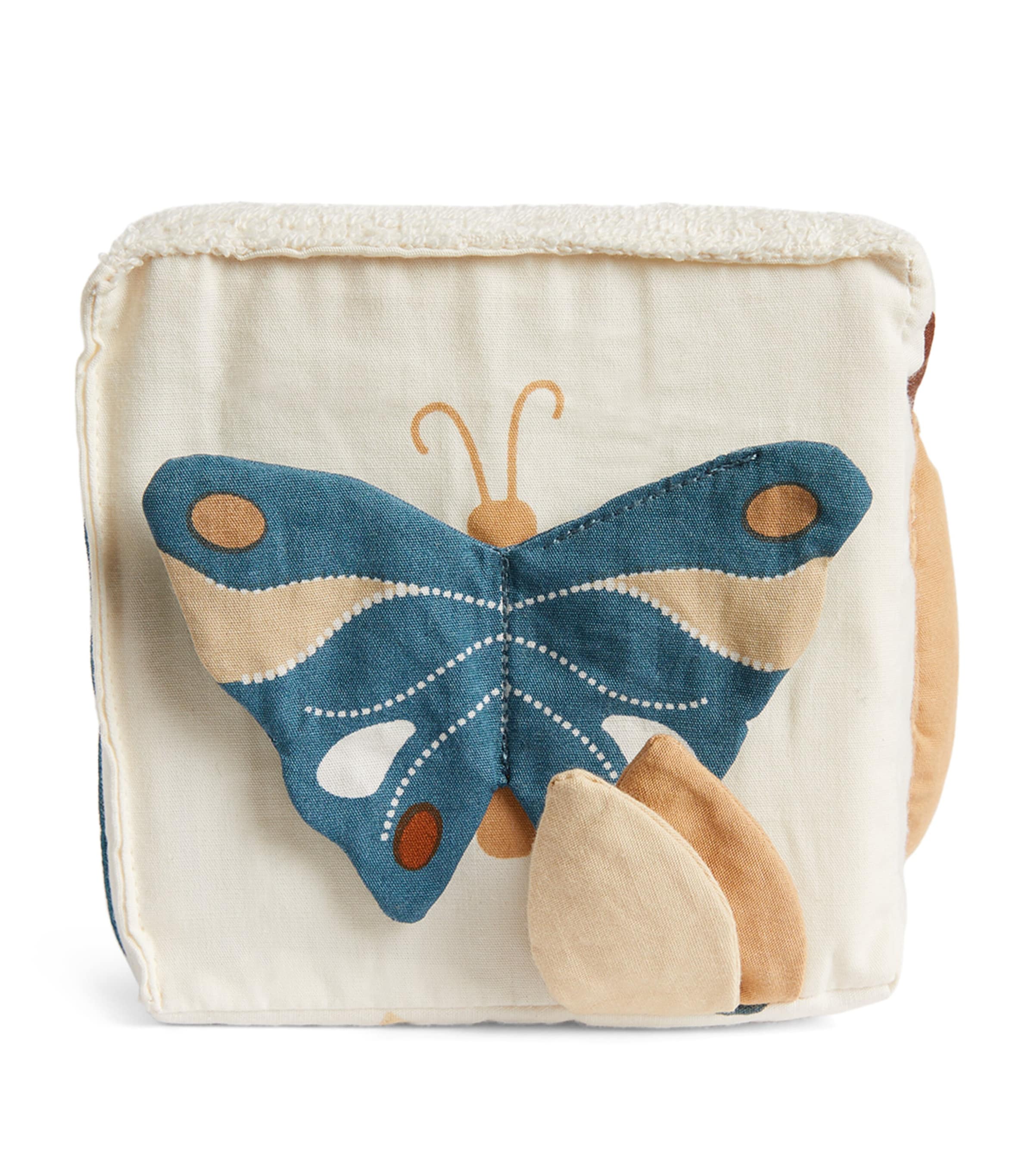 Shop Fabelab Little Butterfly Fabric Cube In Beige