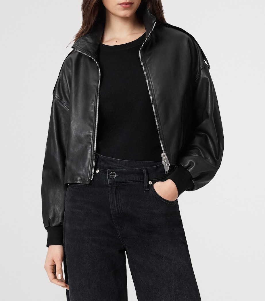 AllSaints Womens Lowden Leather Jacket Black Image 5