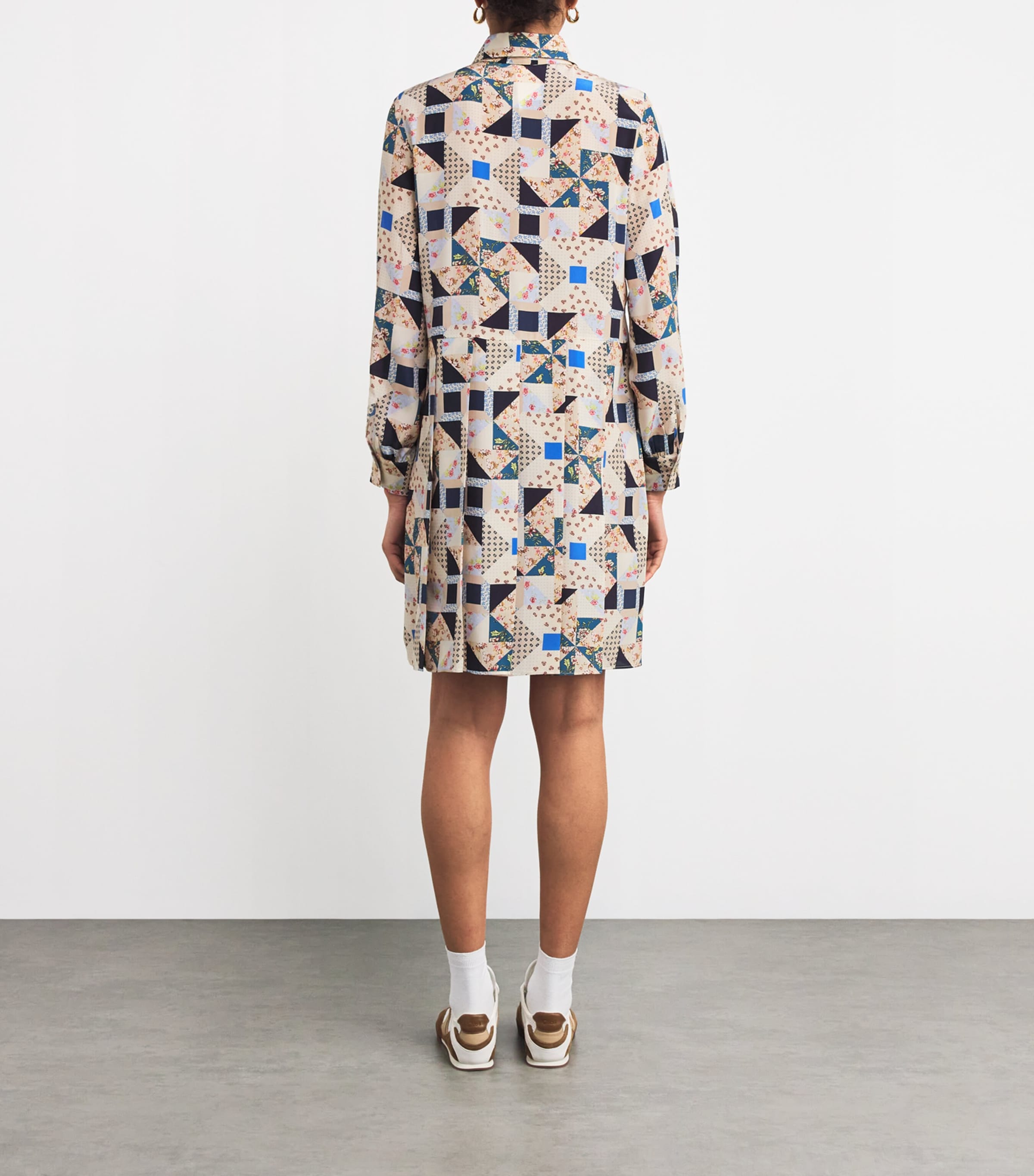 Silk Printed Mini Dress BEIGE Image 3