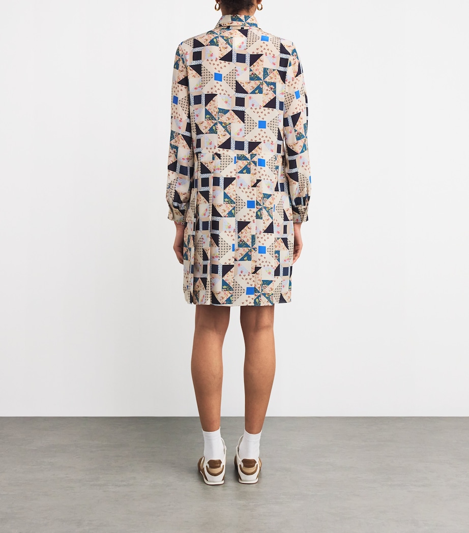 Silk Printed Mini Dress BEIGE Image 3