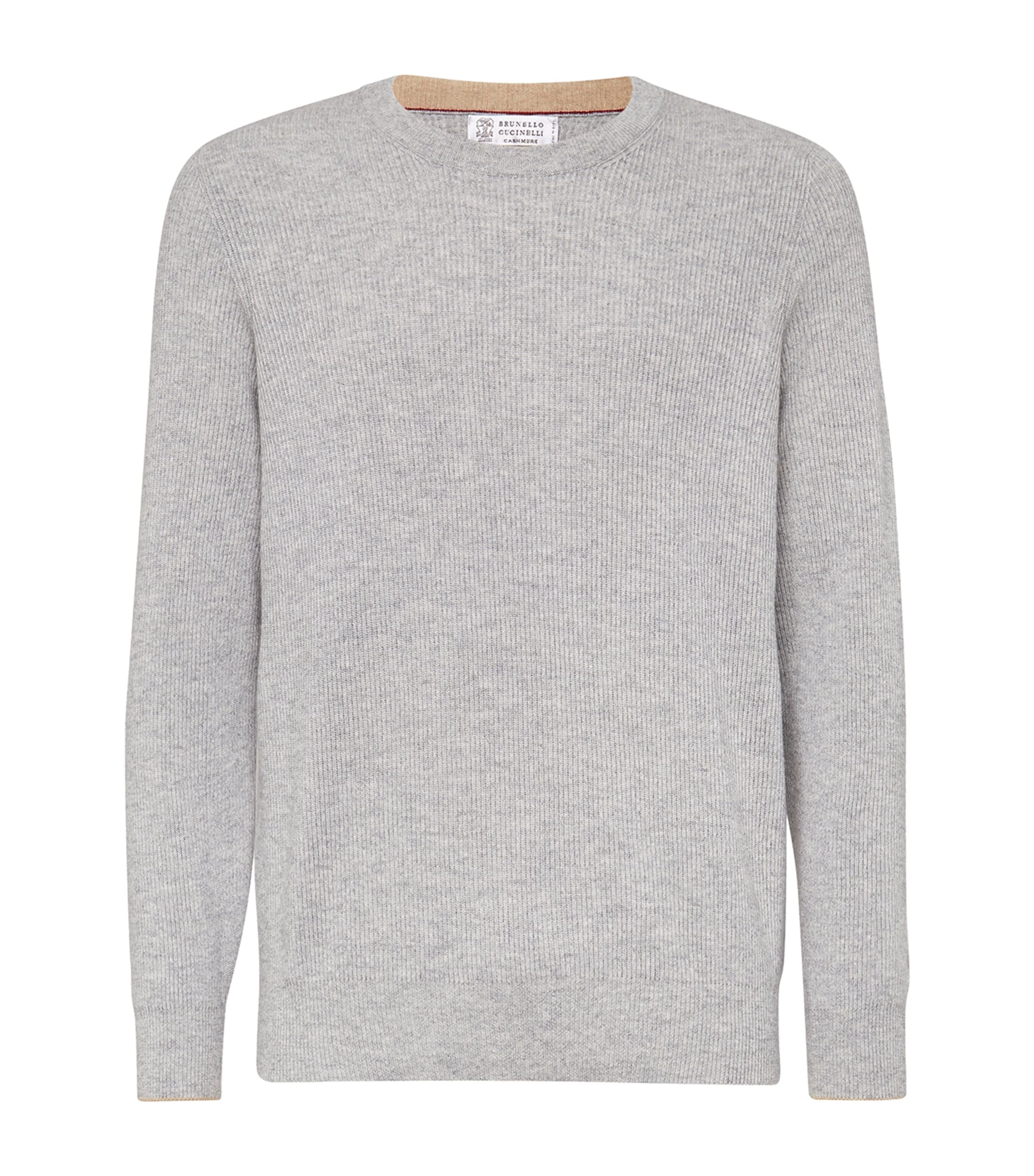 Brunello Cucinelli English Rib Knit Sweater In Gray