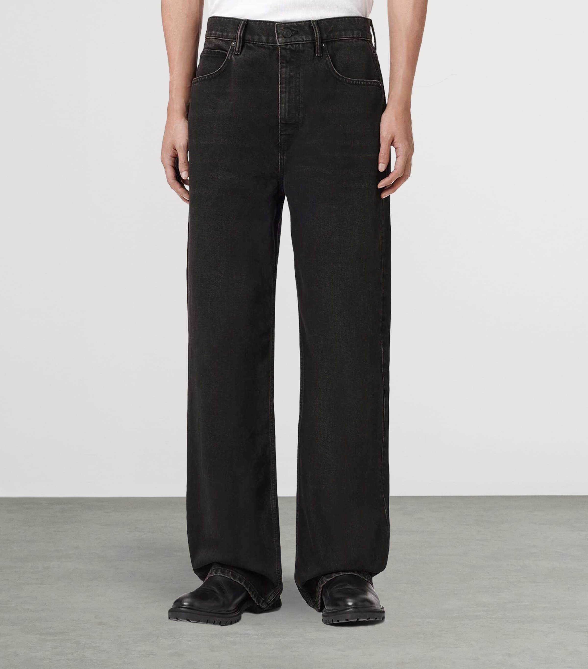 AllSaints Mens Lenny Wide-Leg Jeans Overdyed Brown Image 3