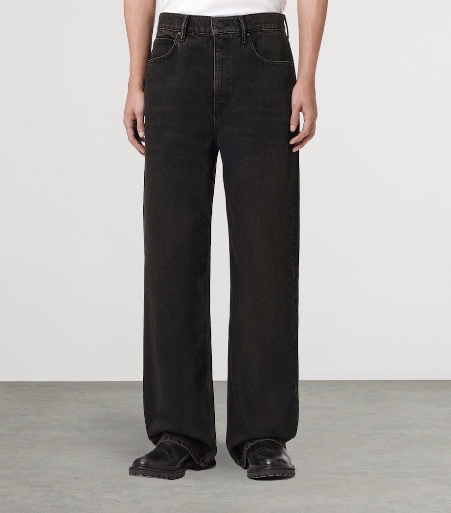 AllSaints Mens Lenny Wide-Leg Jeans Overdyed Brown Image 3
