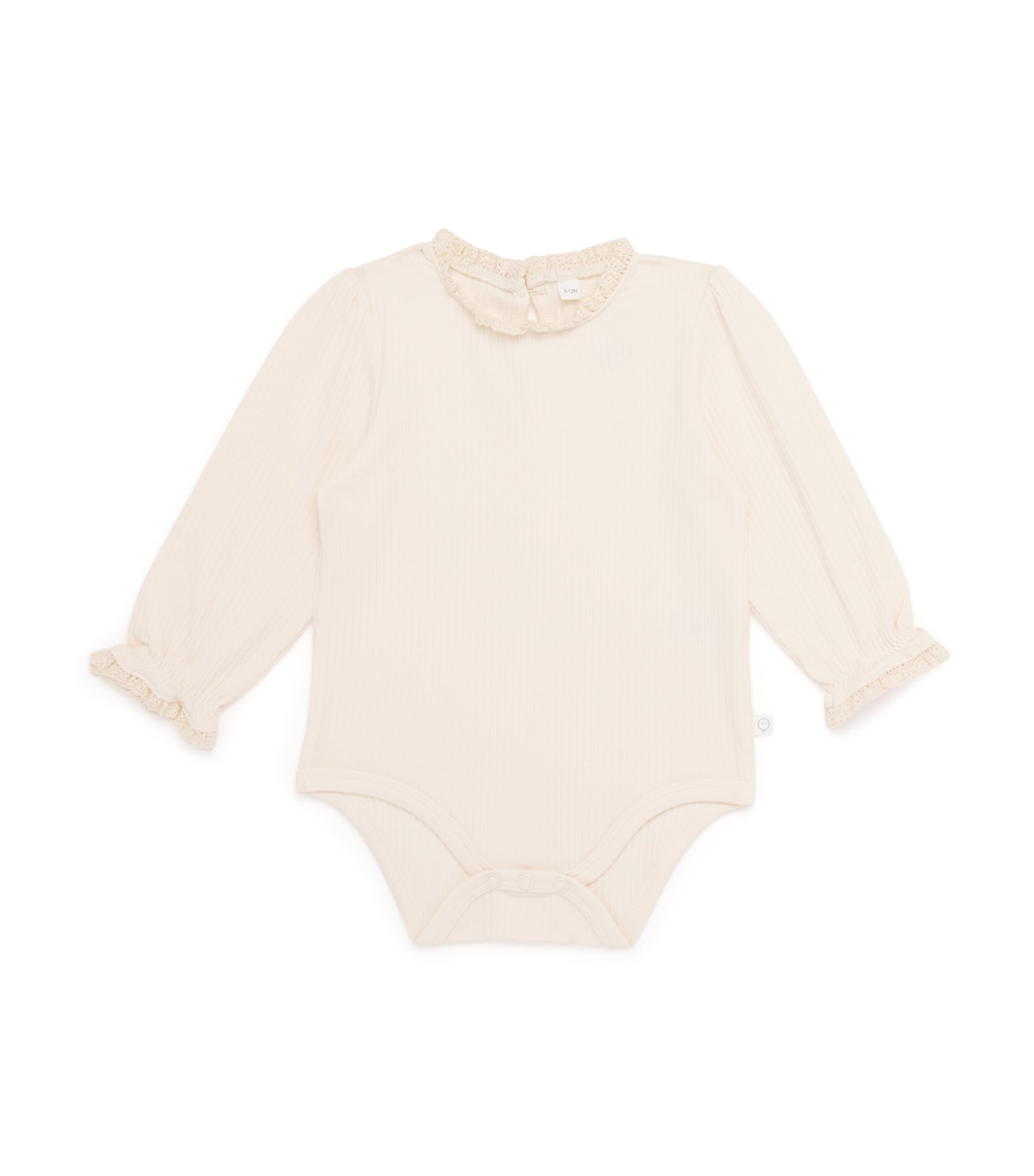 Shop Mori Frill-trim Long-sleeve Bodysuit In Ivory