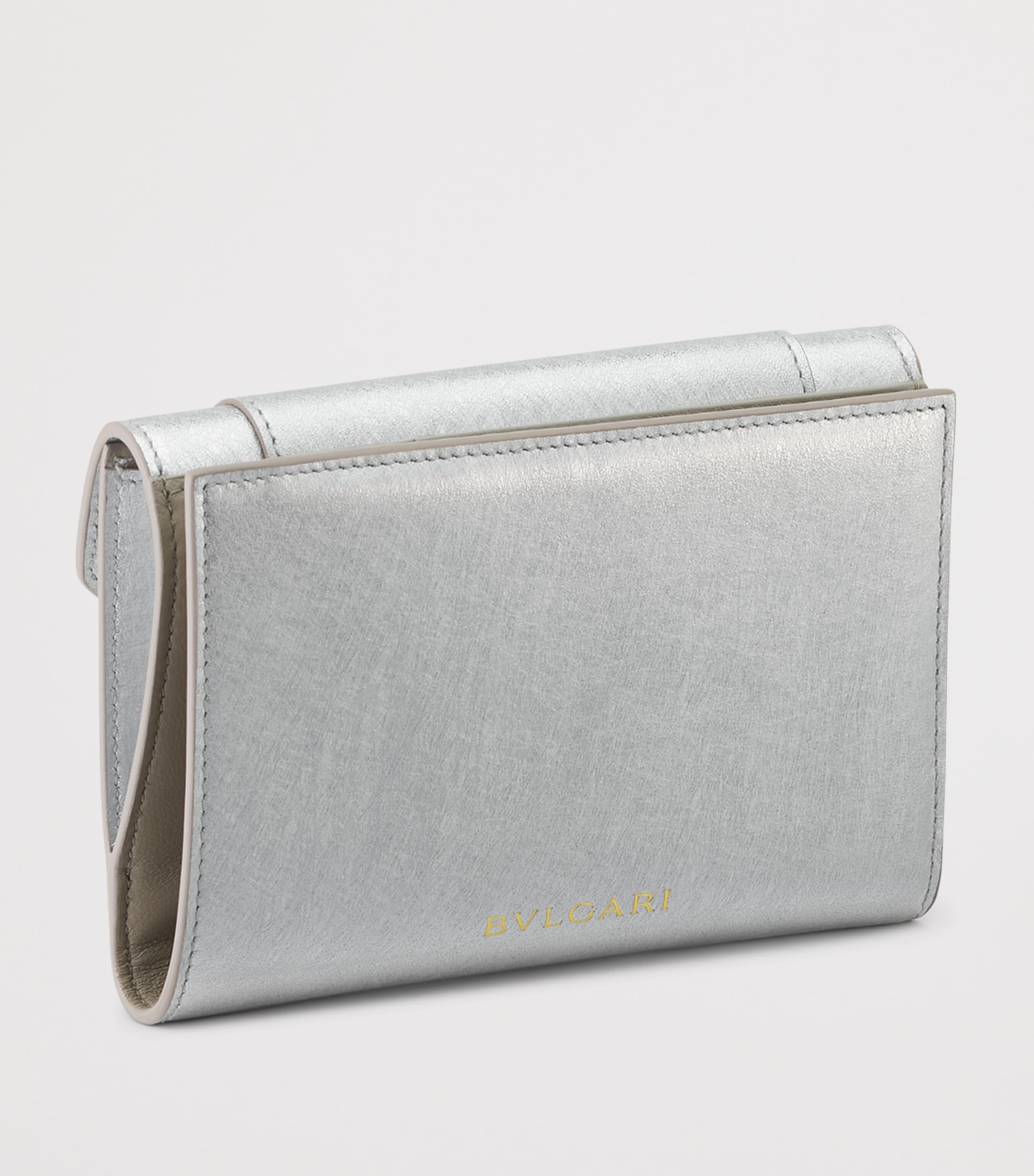 Bvlgari Metallic Leather Serpenti Forever Wallet Silver Image 2