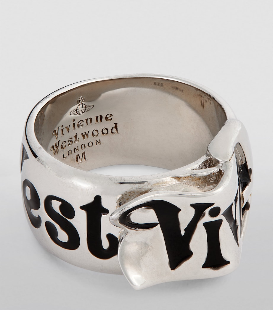Silver Belt Ring P107- PLATINUM/BLACK Image 3