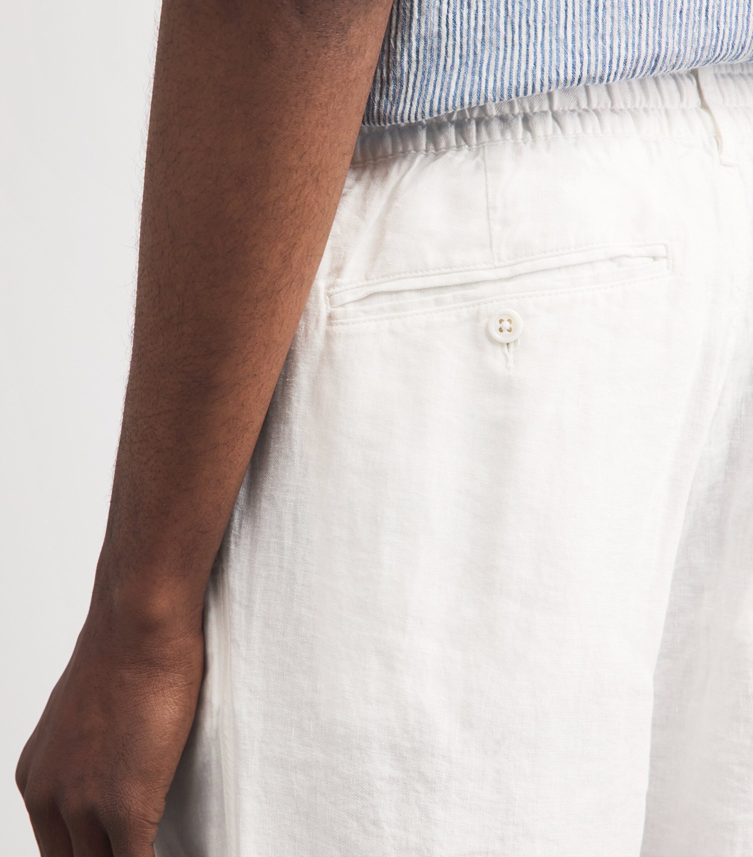 Polo Ralph Lauren Mens Linen Drawstring Prepster Trousers Ceramic White Image 3