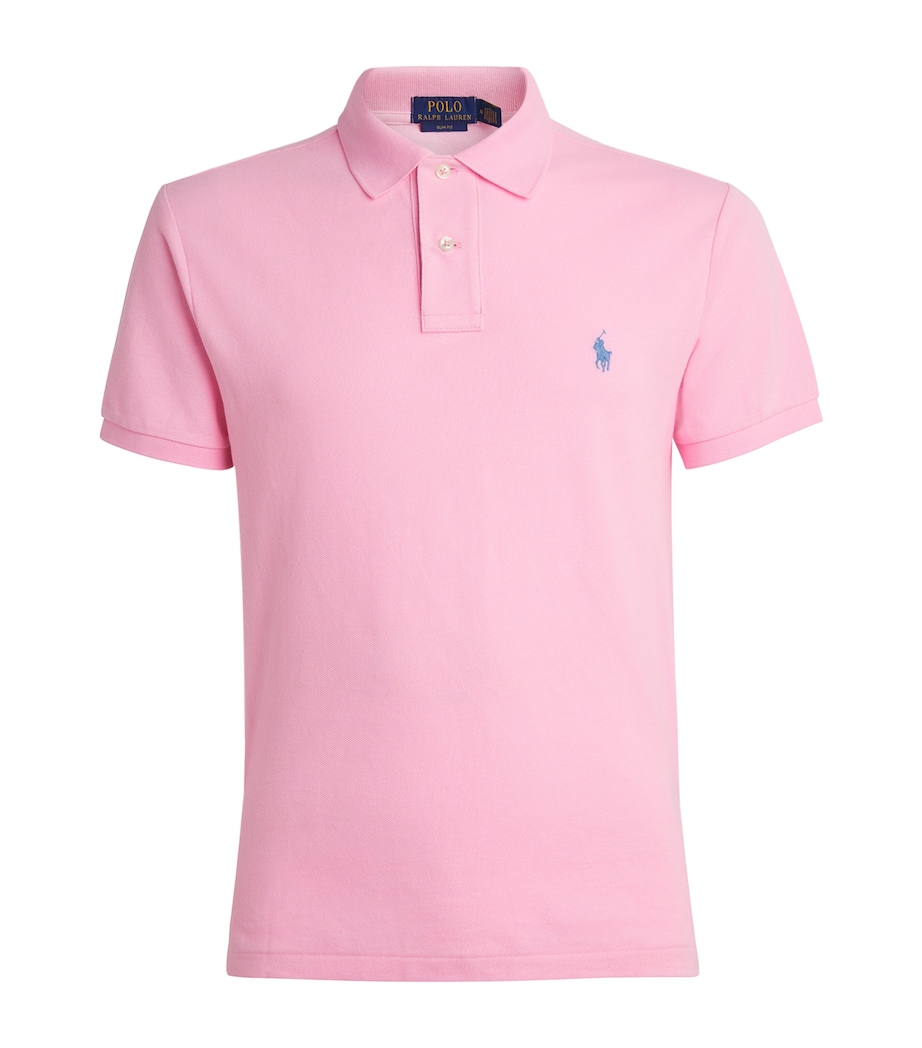 Polo Ralph Lauren Mens Cotton Mesh Slim-Fit Polo Shirt Carmel Pink Image 1