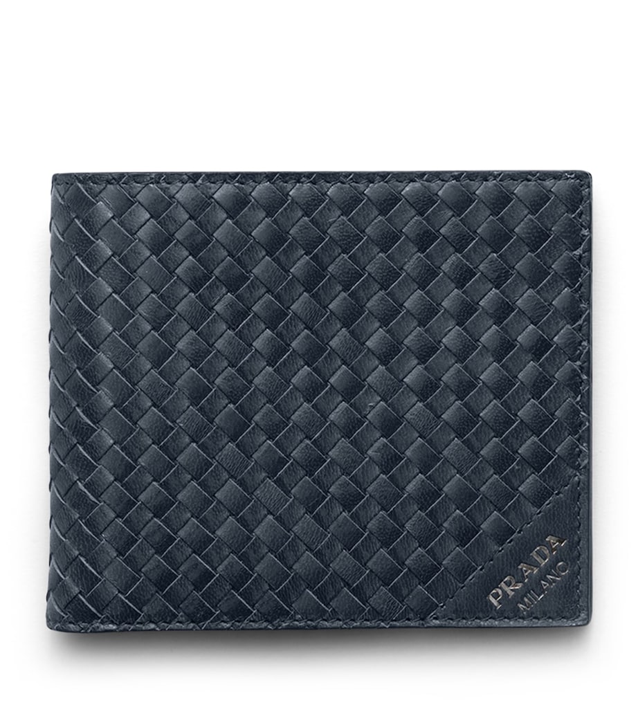 Prada Leather Woven Wallet Blue Image 1