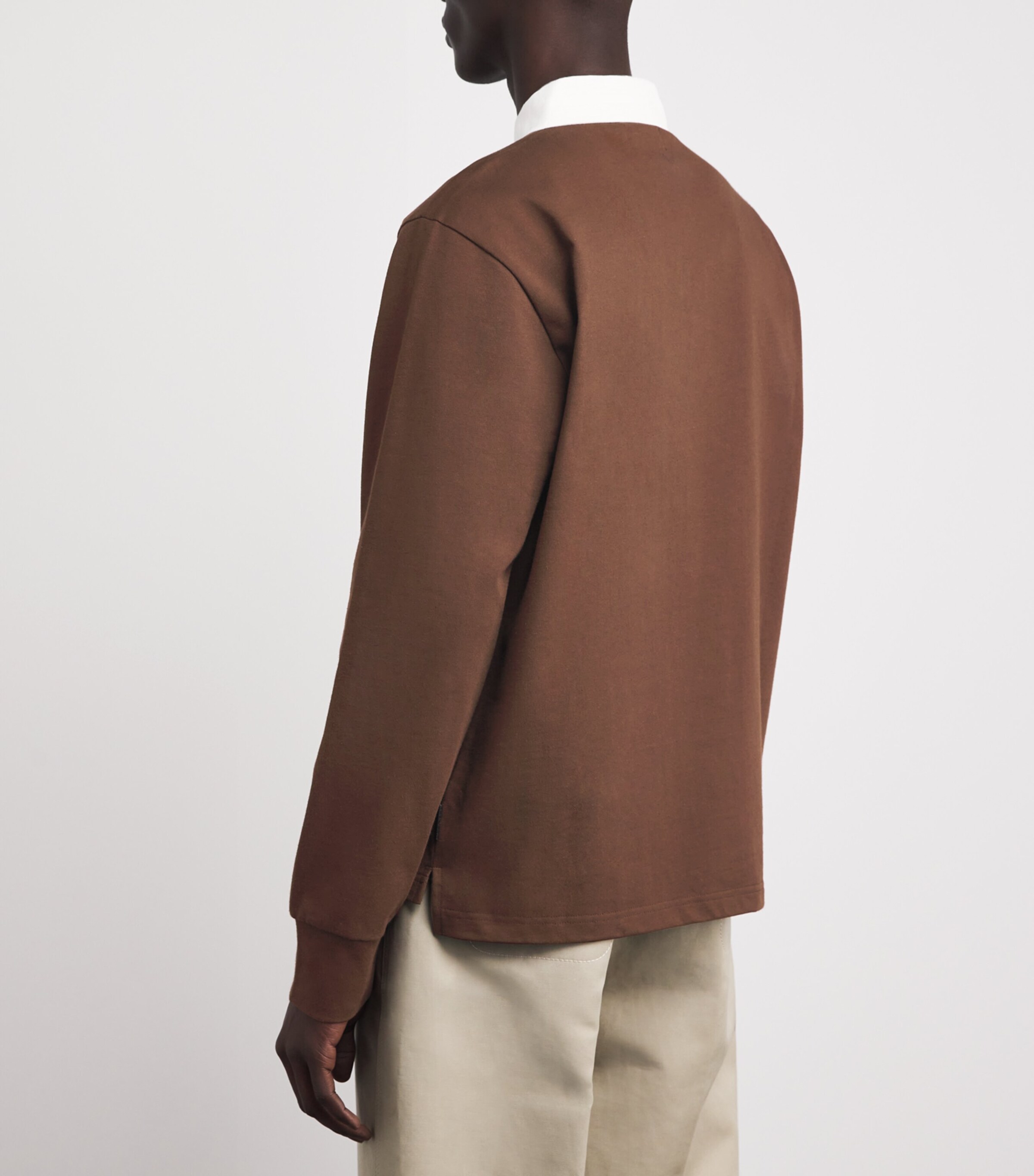 Oliver Spencer Mens Organic Cotton Rugby Shirt Brown Image 5