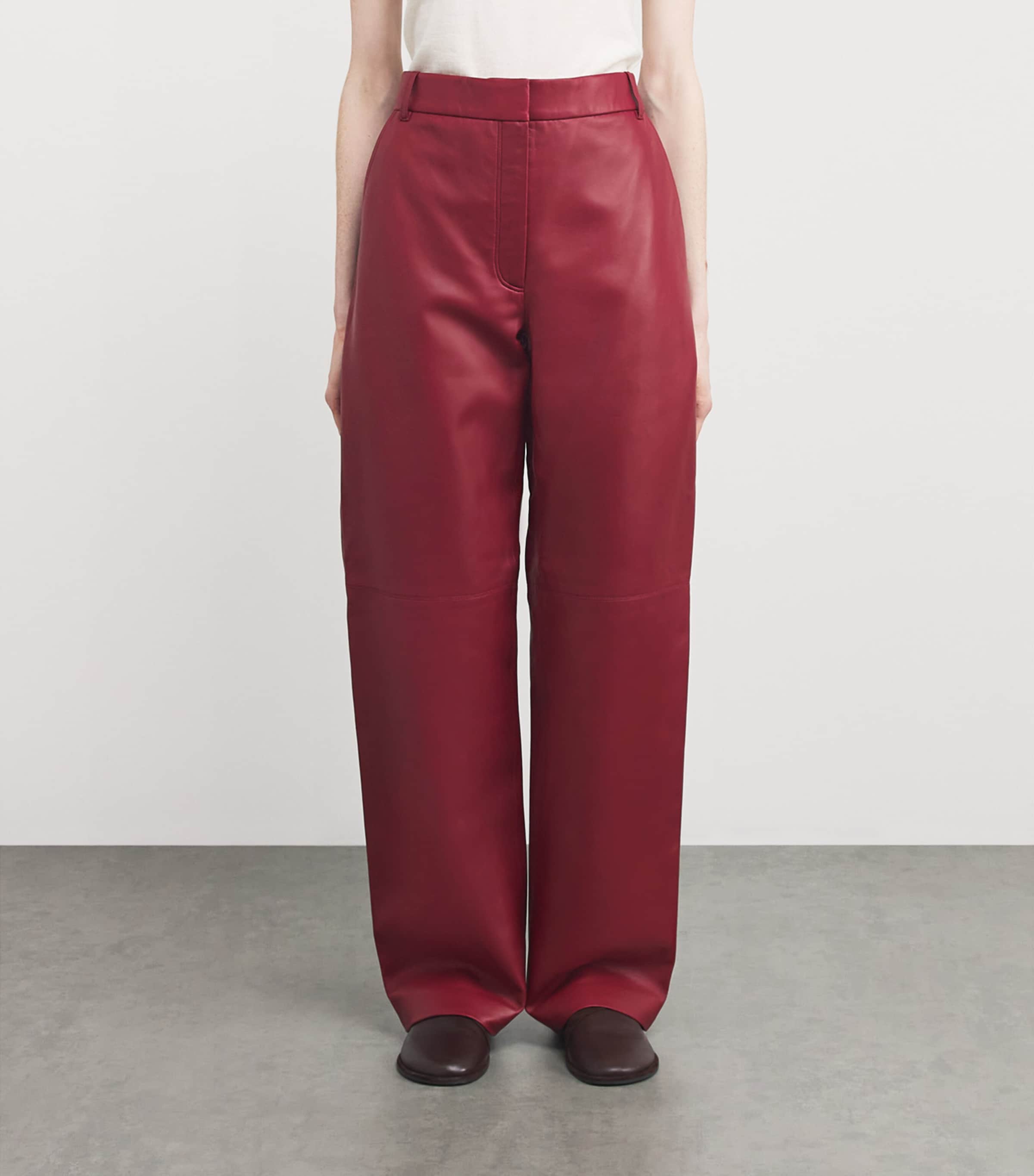 CAMILLA AND MARC Womens Leather Selita Trousers Garnet Red Image 3