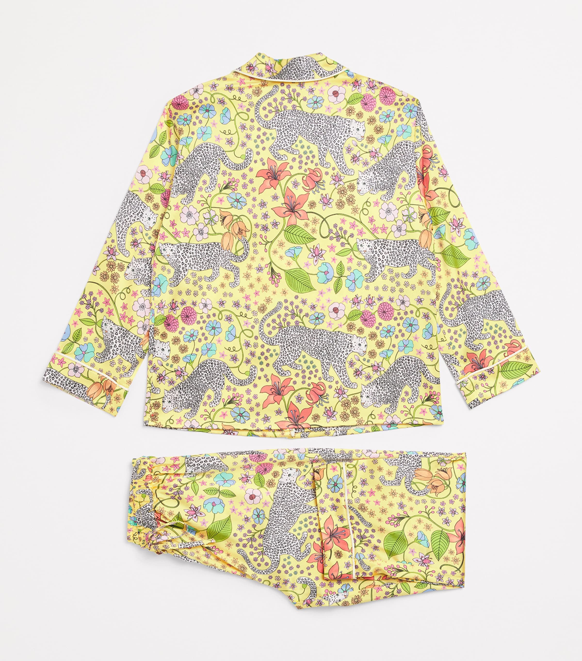 KAREN MABON KIDS Stretch-Silk Snow Leopard Pyjama Set (2-13 Years) Yellow Image 2